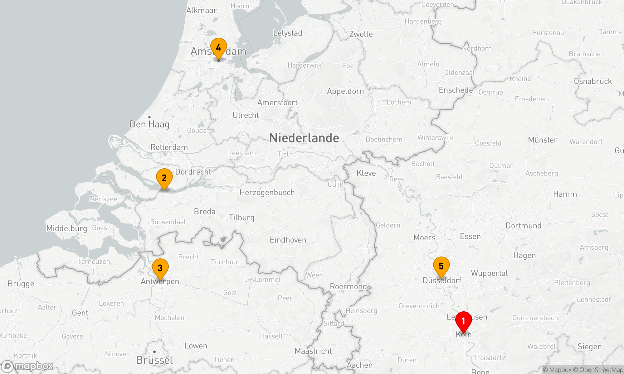 Route 5 Nächte - Rhein Metropolen
