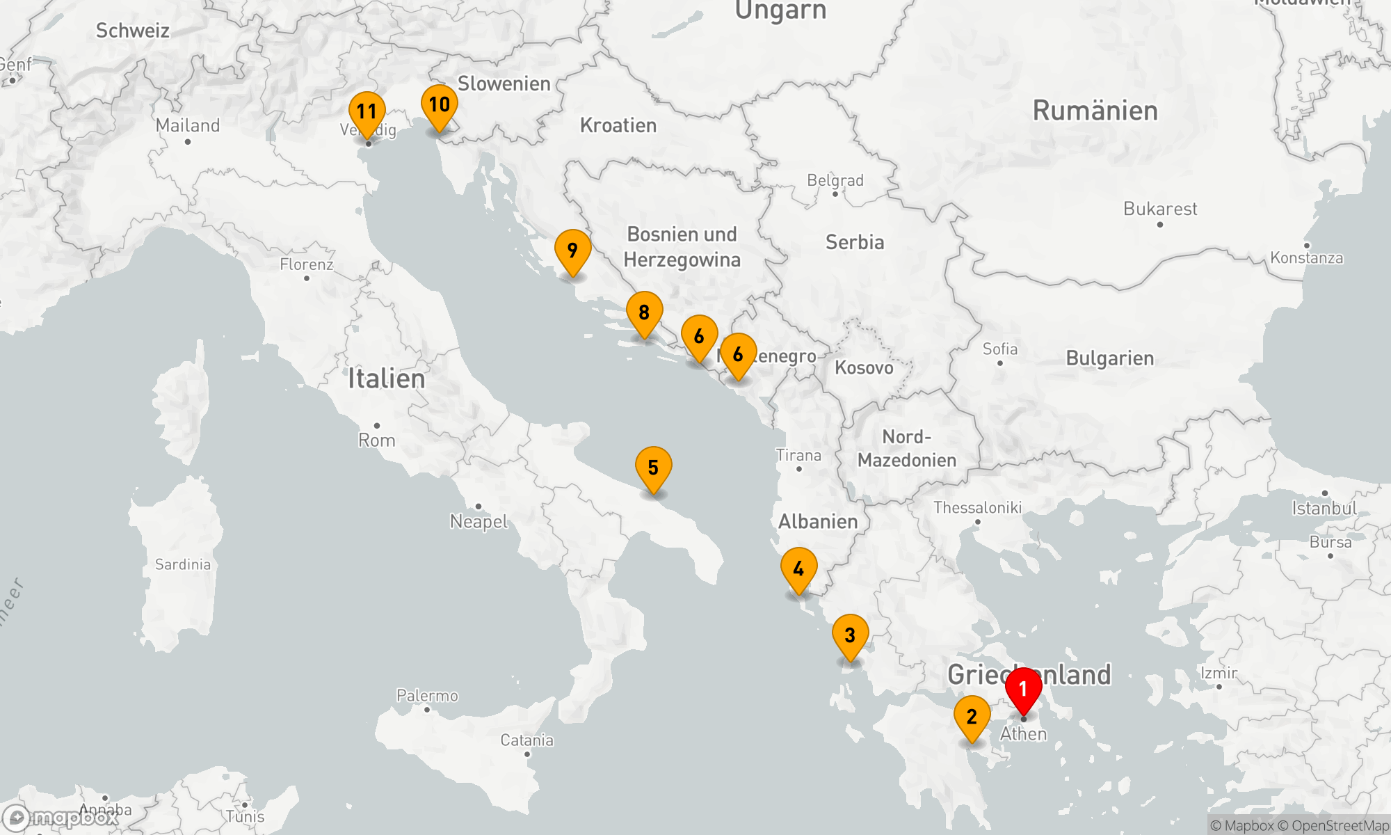 Route 10 Nächte - Juwelen der griechischen Inseln und der adriatischen Küste