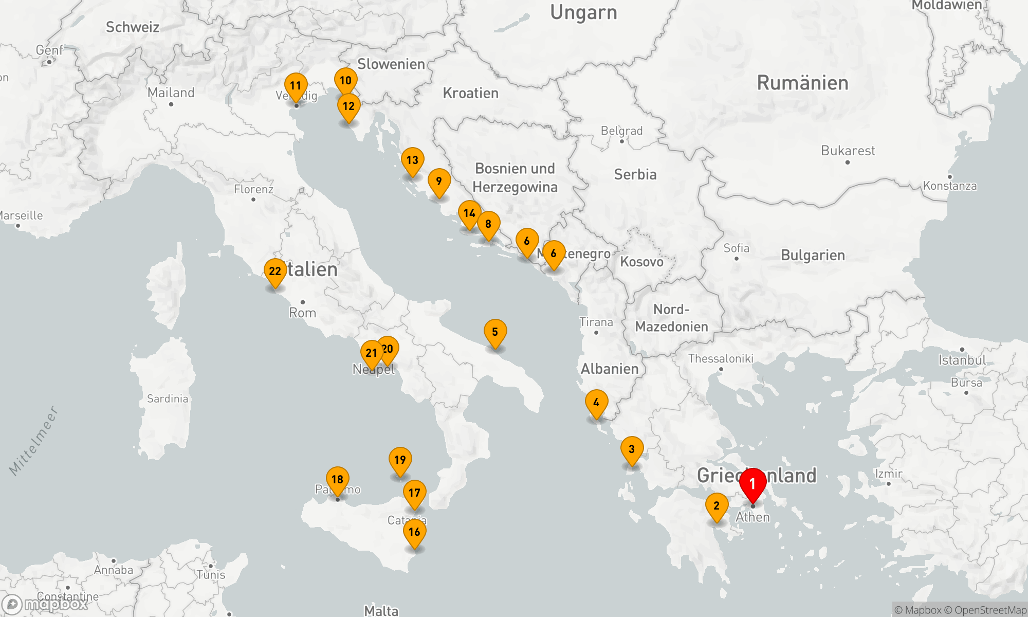 Route 21 Nächte - Ultimative Juwelen der griechischen Inseln,  der Adria und der Amalfiküste