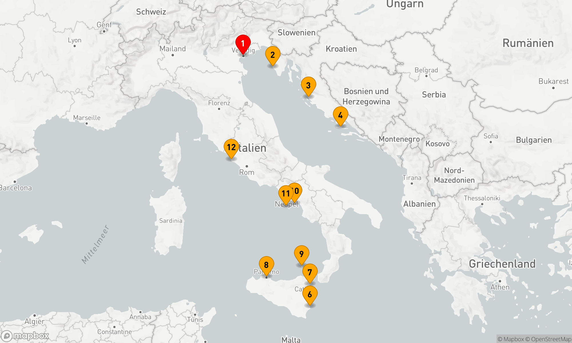 Route 11 Nächte - Adria,  Sizilien & die Amalfiküste