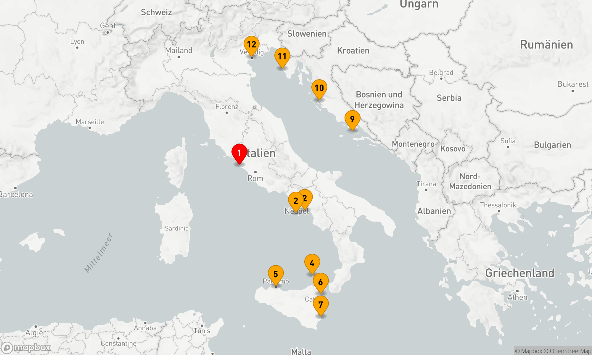 Route 11 Nächte - Adria,  Sizilien & die Amalfiküste