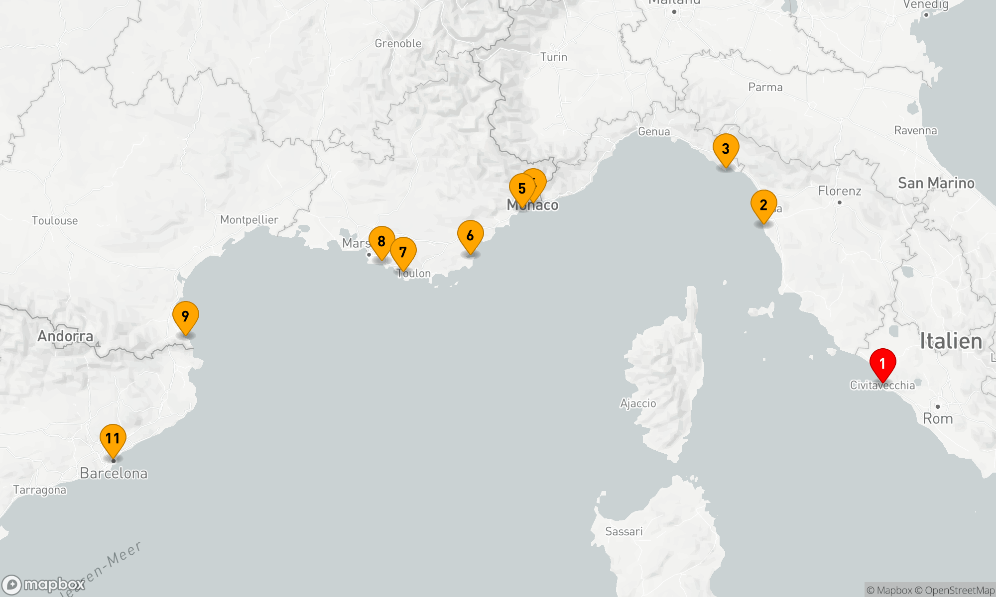 Route 10 Nächte - Ikonisches Italien & die Côte d'Azur