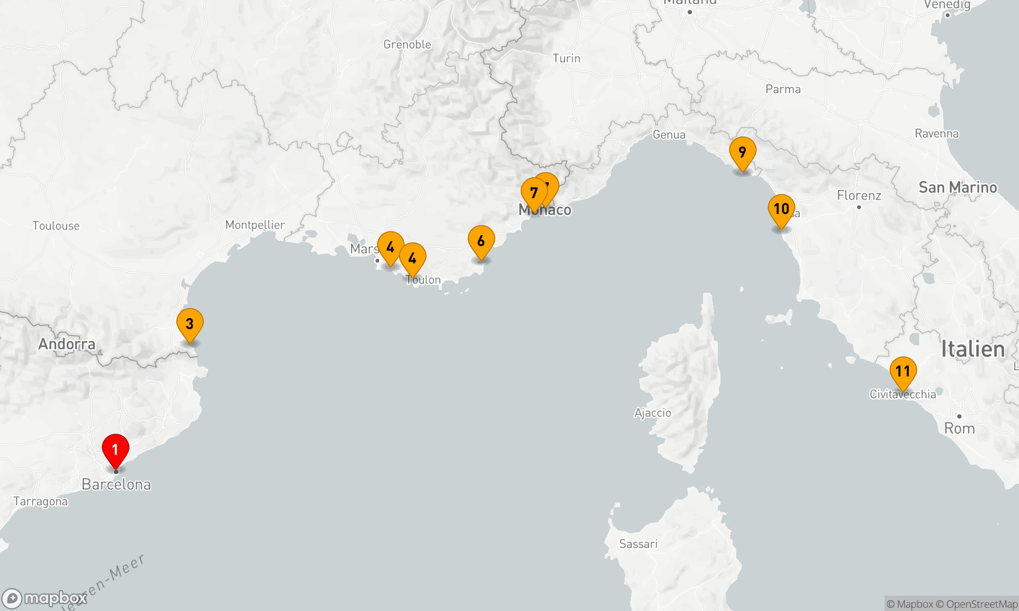 Route 10 Nächte - Ikonisches Italien & die Côte d'Azur