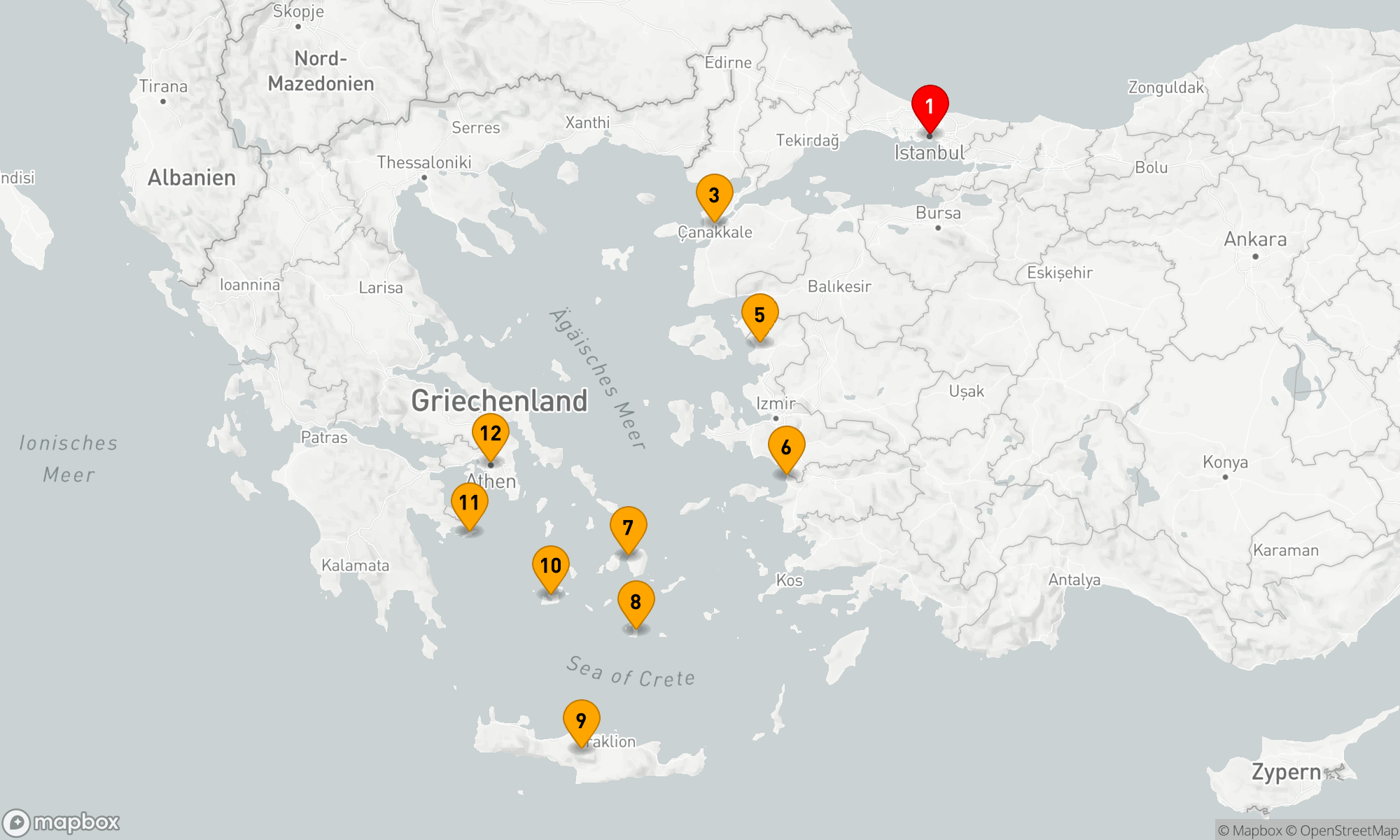 Route 11 Nächte - Antike Reiche: Istanbul nach Athen