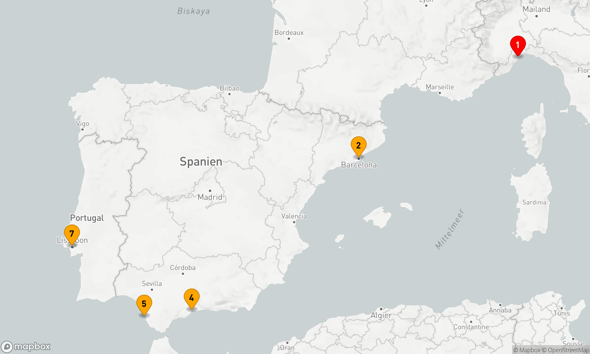 Route 6 Nächte - Mittelmeertraum nach Westen