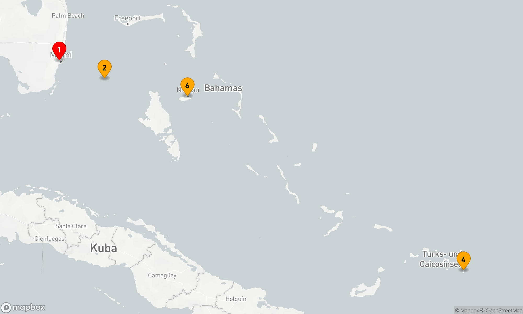 Route 6 Nächte - Karibische Inselträume ab Miami
