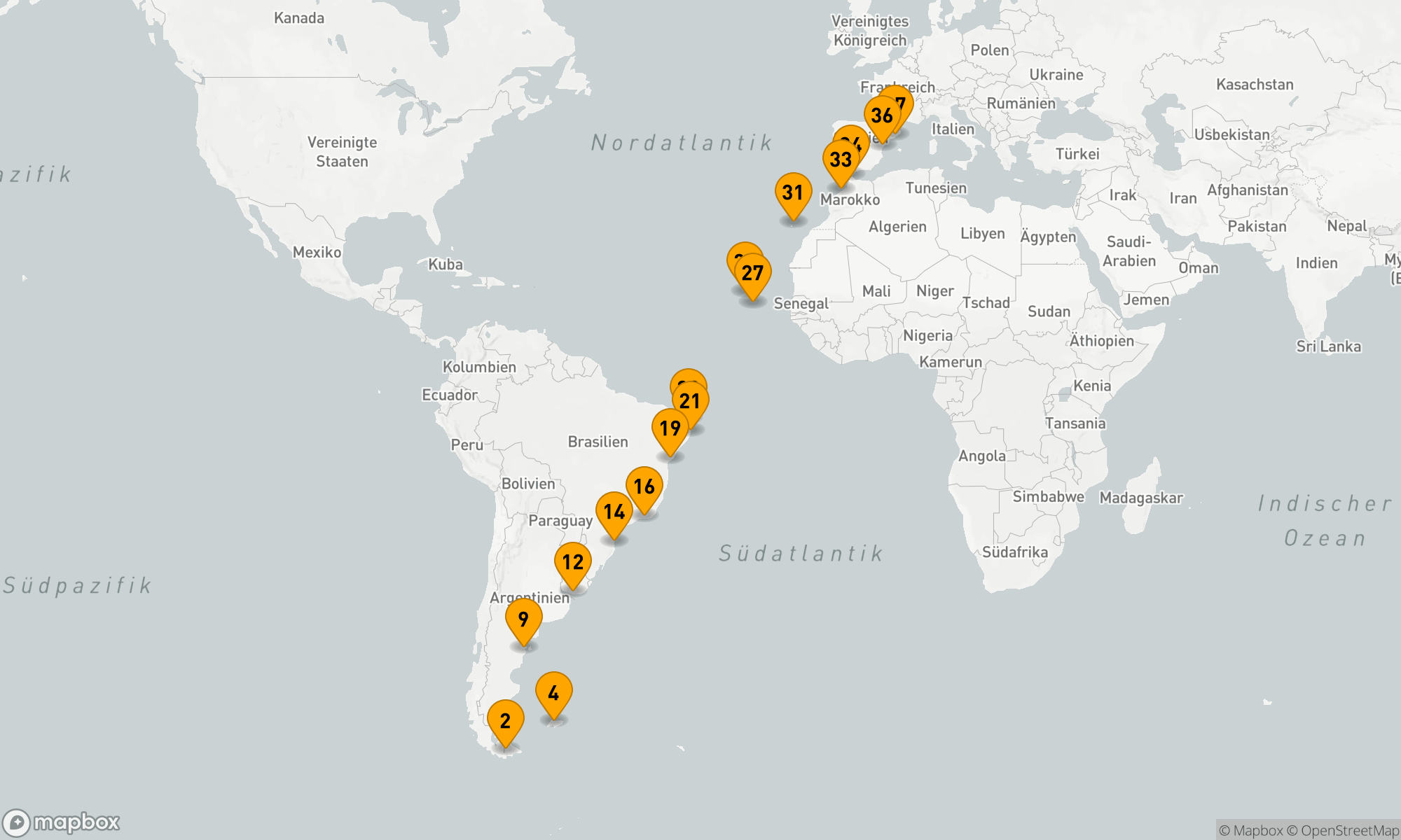 Route 36 Nächte - WILDE SÜDATLANTIK-EXPEDITION & TRANSATLANTIK