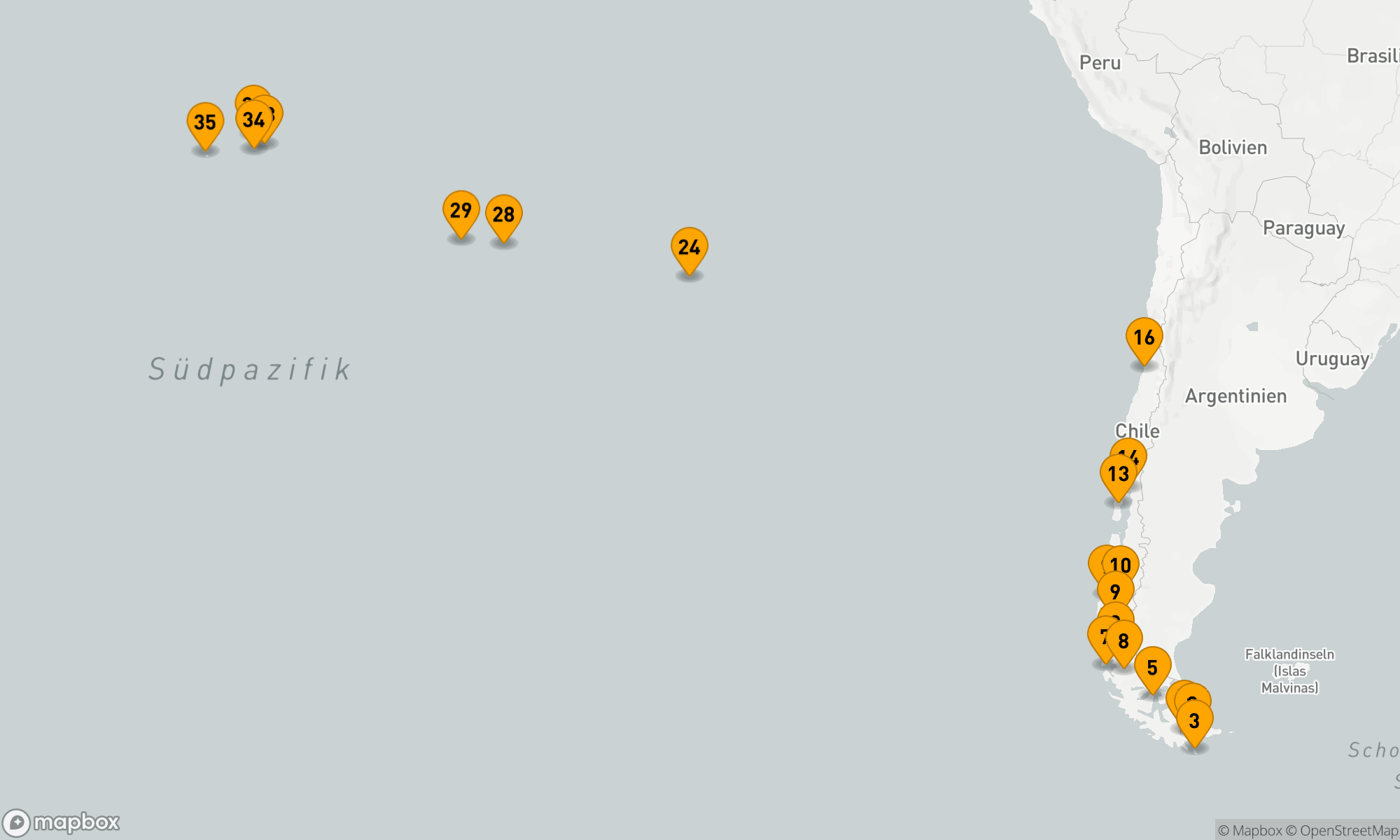 Route 34 Nächte - CHILENISCHE FJORDE,  OSTER- UND PITCAIRNINSELN