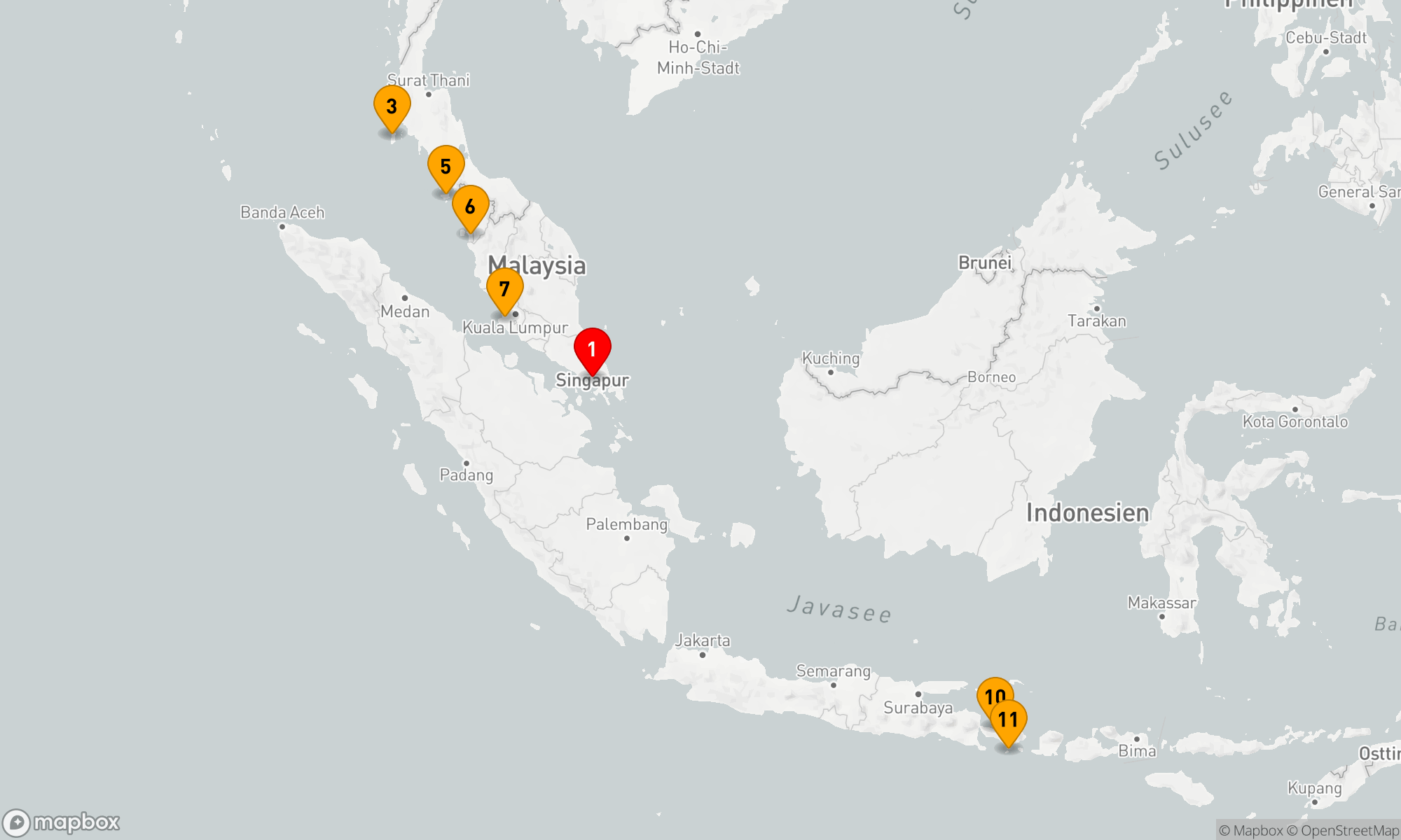 Route 11 Nächte - BALI,  MALAYSIA & THAILAND