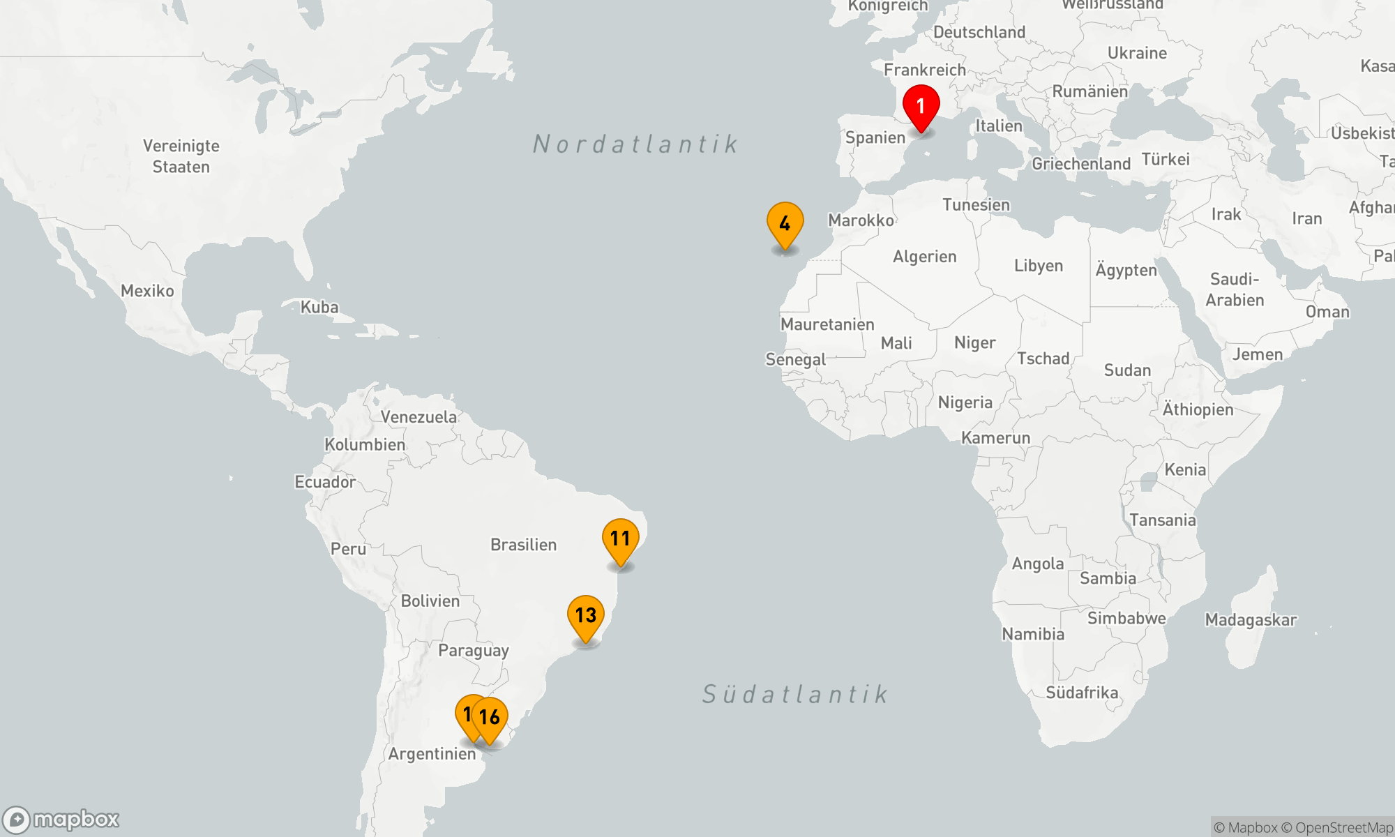 Route 16 Nächte - SPANIEN - ARGENTINIEN TRANSATLANTIK