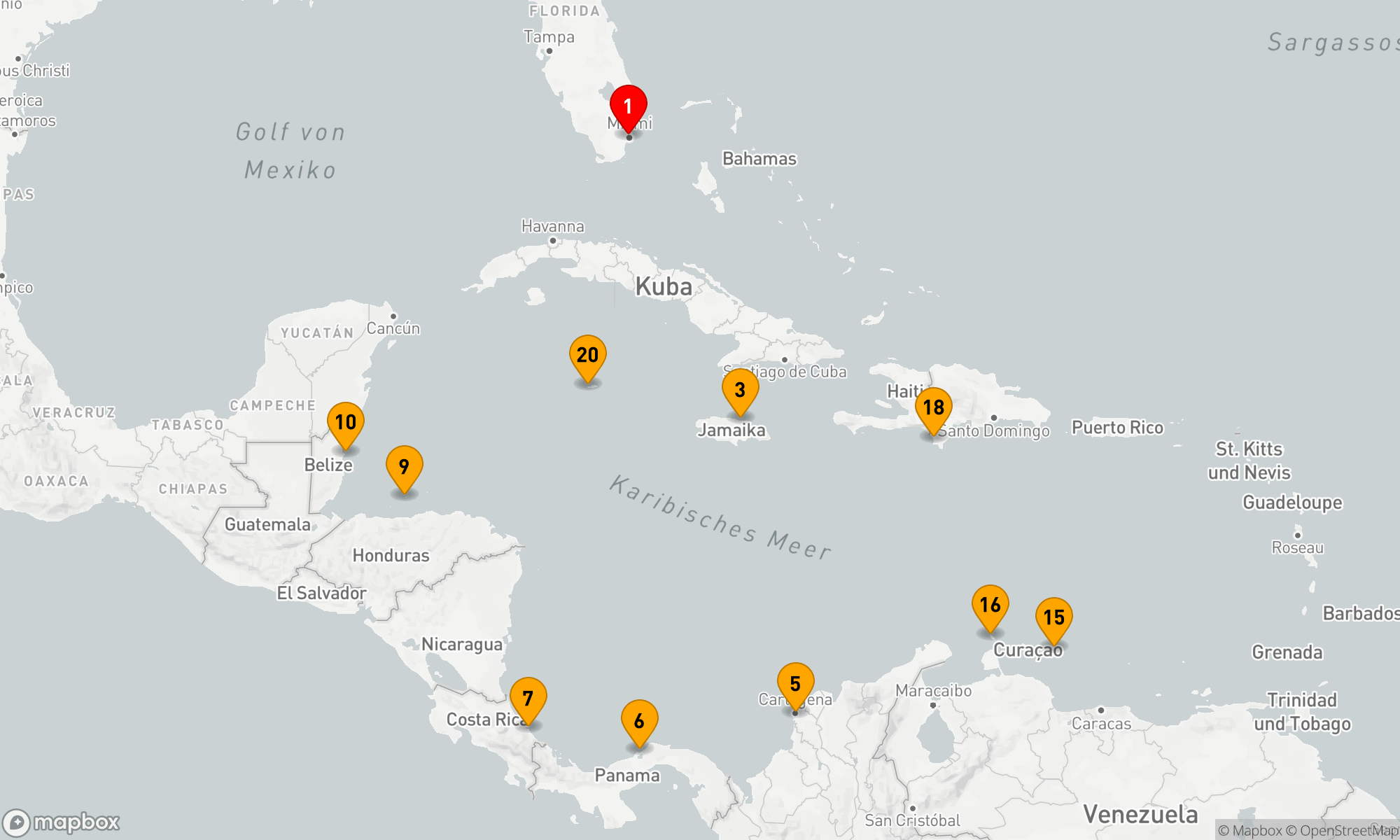Route 21 Nächte - Karibisches Abenteuer: Entdeckungsreise durch Mittlere Amerika und die ABC-Inseln