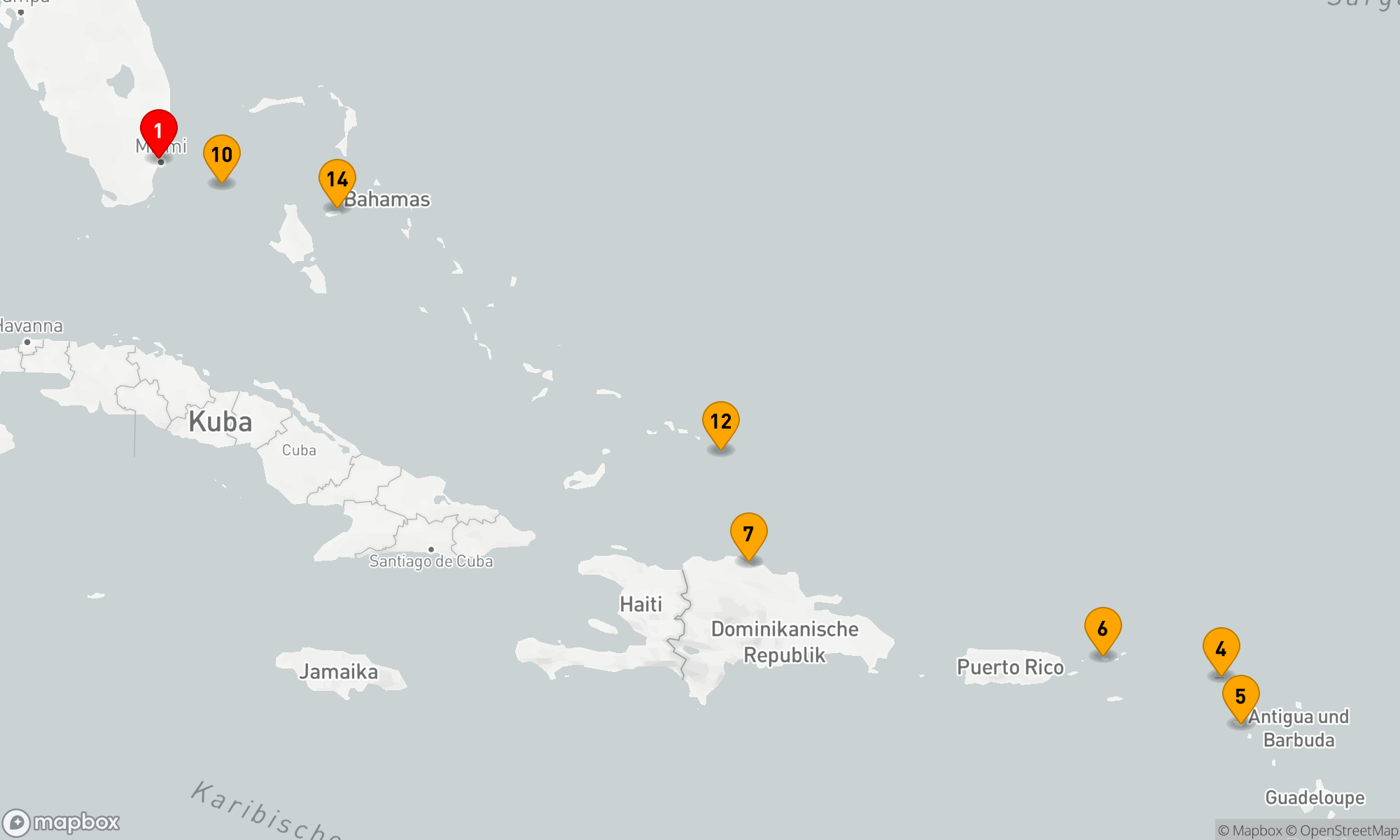 Route 14 Nächte - Karibische Inselträume ab Miami