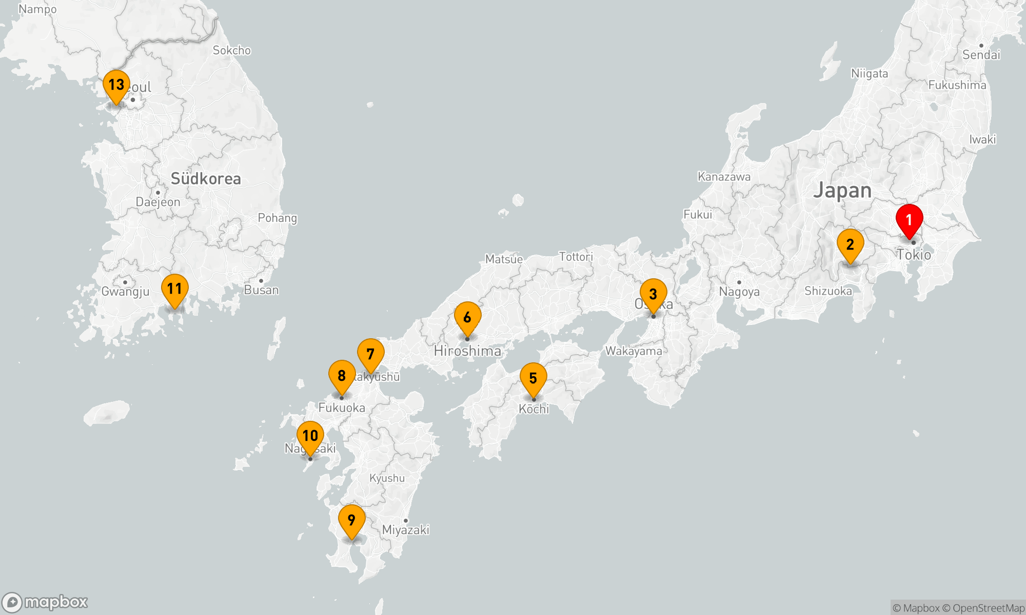 Route 12 Nächte - JAPAN INTENSIV-KREUZFAHRT: MT. FUJI,  OSAKA & NAGASAKI