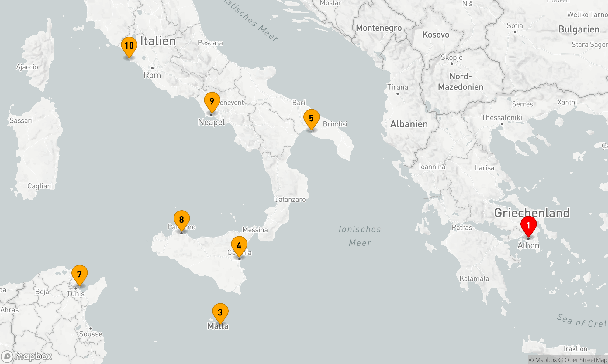 Route 9 Nächte - Mediterrane Entdeckungsreise: Von der Ägäis bis ans Tyrrhenische Meer