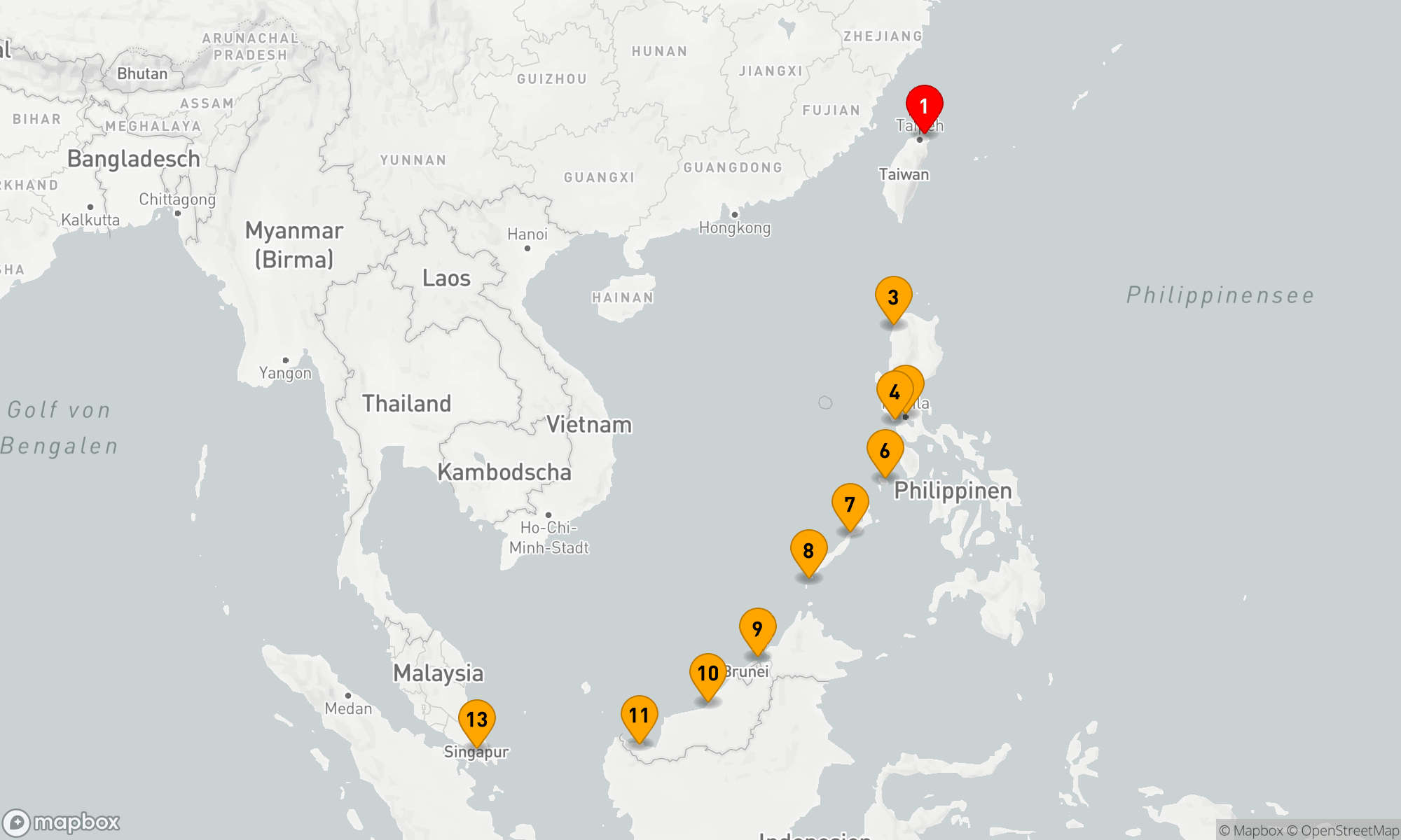 Route 12 Nächte - Naturschätze und Geheimnisse der Philippinen und Borneos