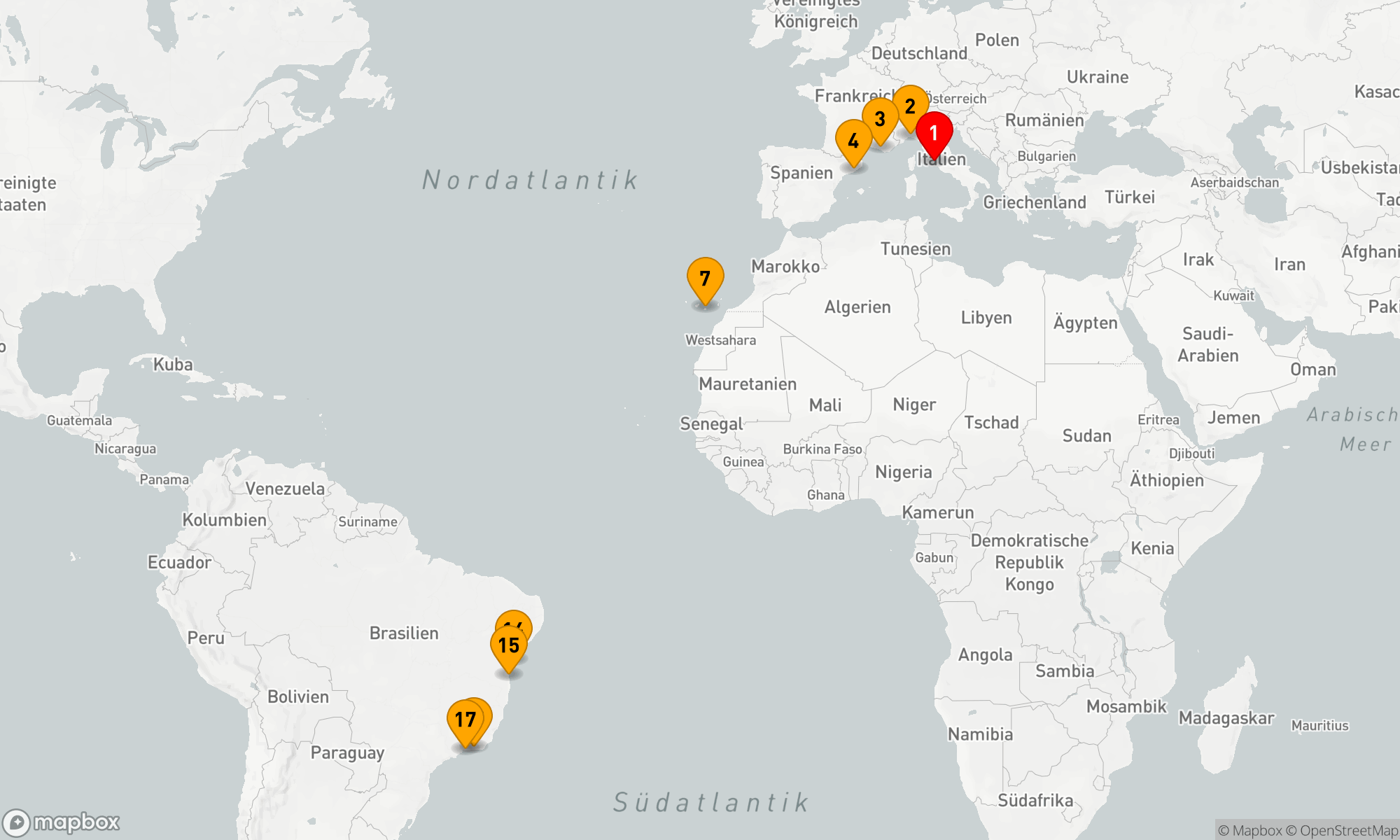 Route 17 Nächte - Von der Ewigen Stadt zum Zuckerhut: Eine Transatlantische Passage 