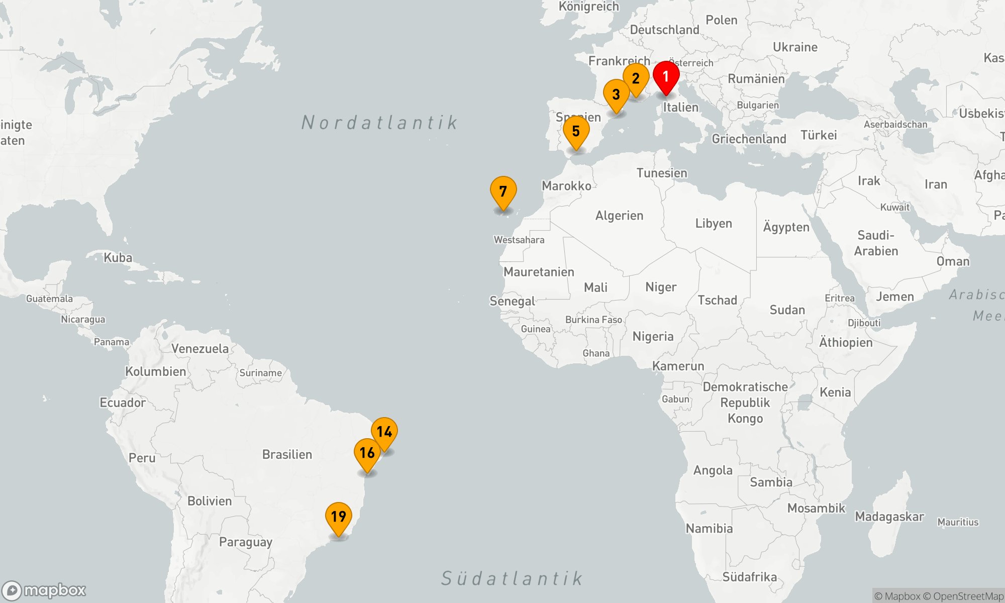 Route 18 Nächte - Transatlantische Entdeckungsreise von Europa nach Brasilien