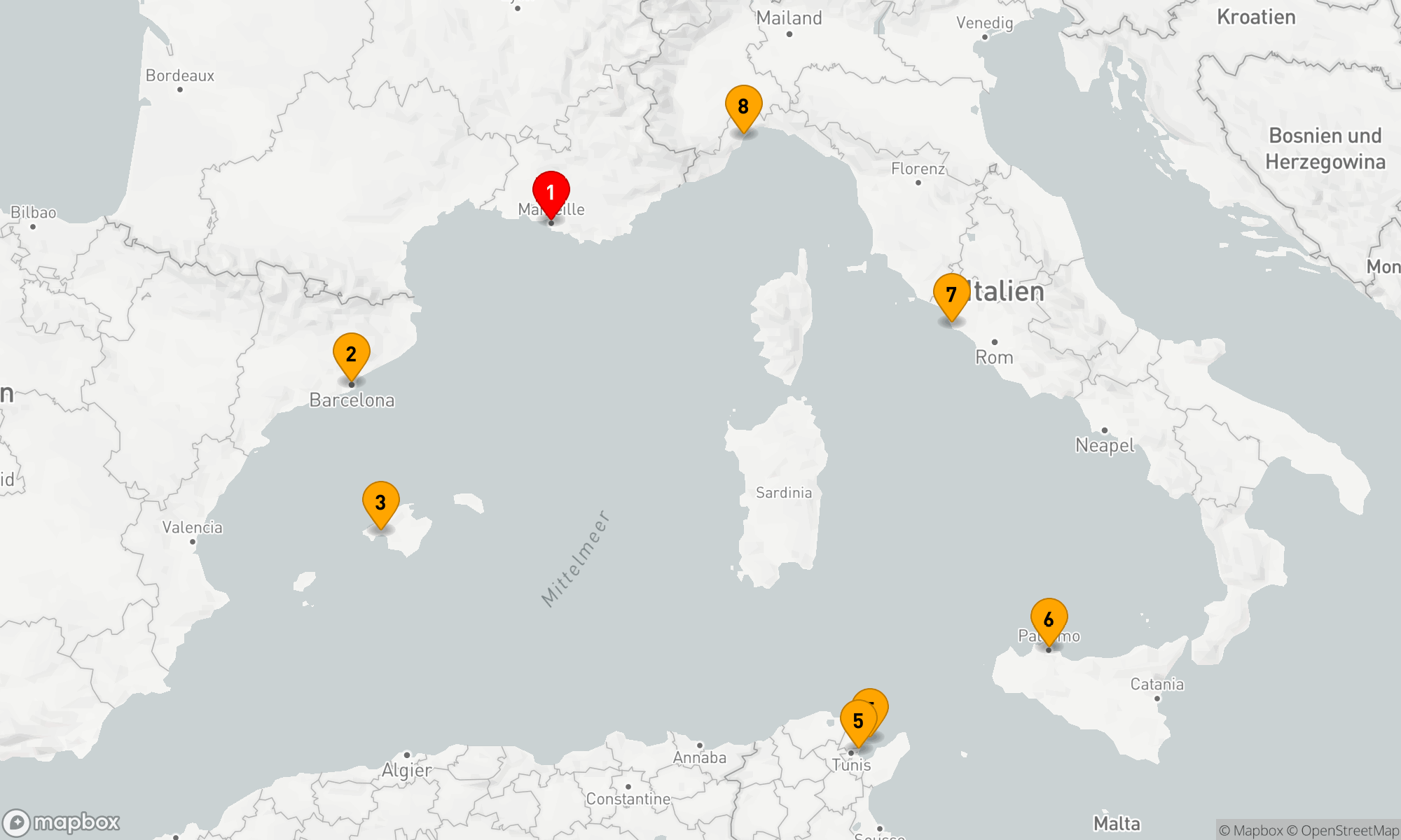 Route 8 Nächte - Mittelmeerzauber ab Marseille