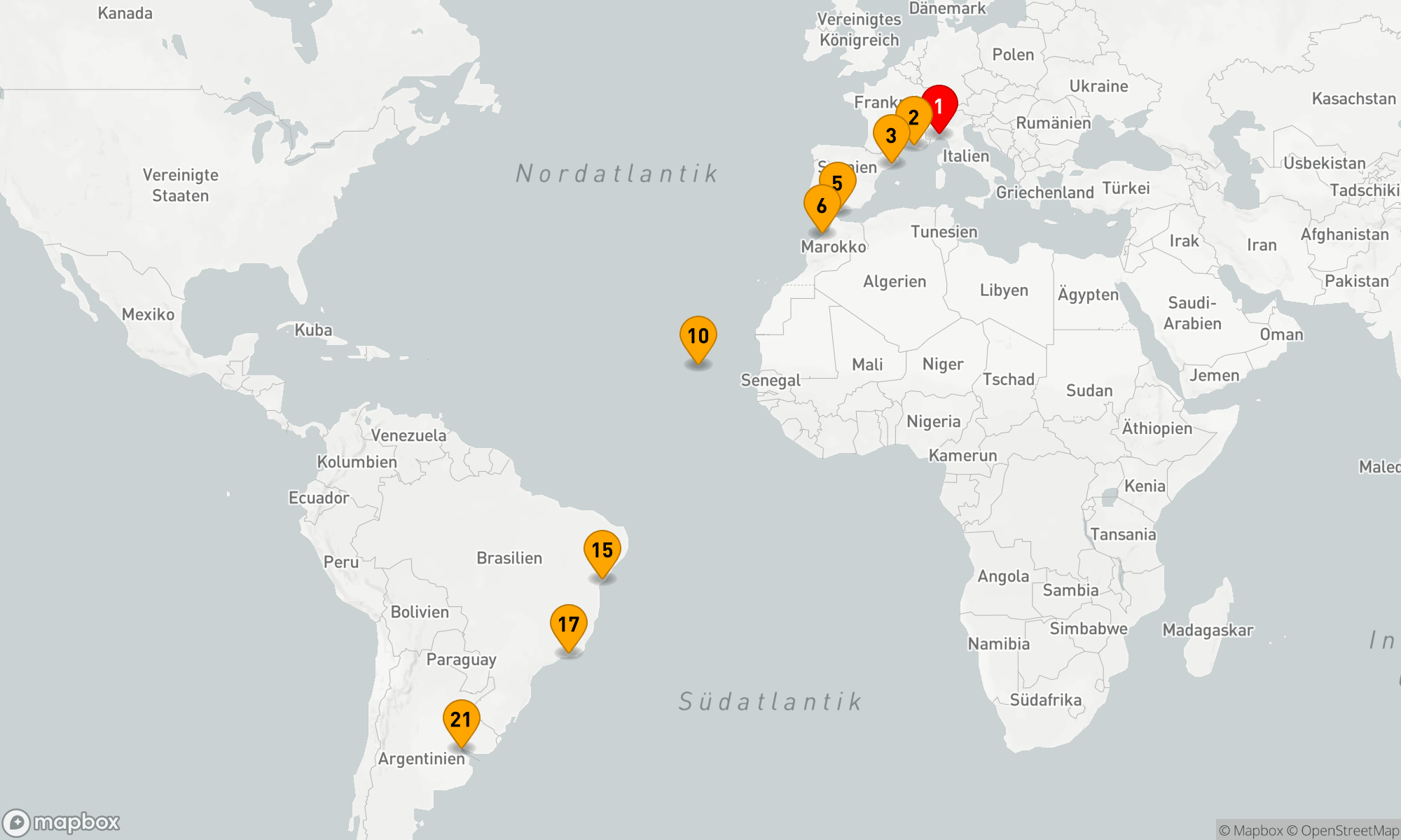 Route 21 Nächte - Von Europa nach Lateinamerika - Mediterrane Träume und Atlantische Abenteuer