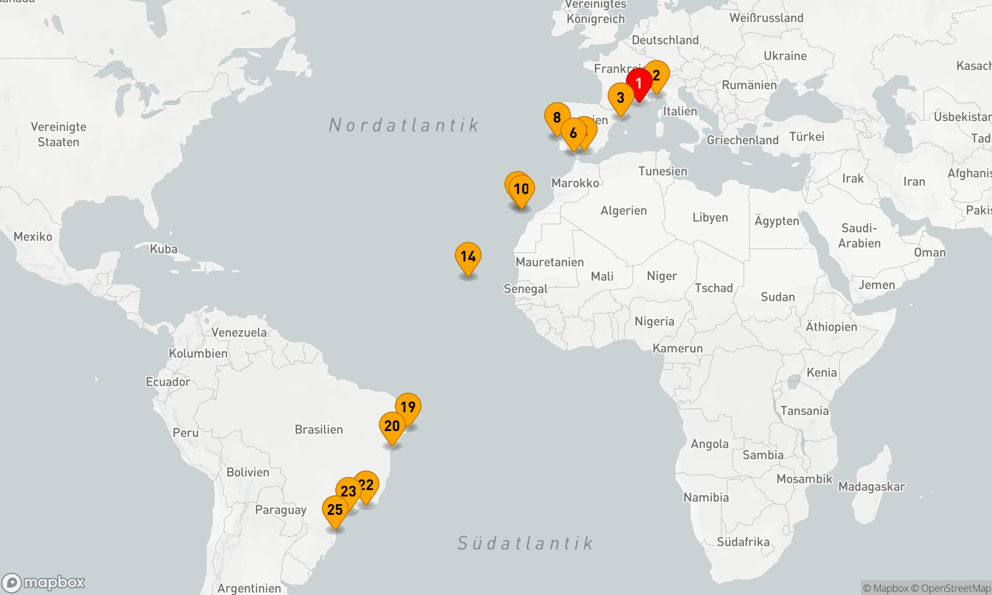 Route 24 Nächte - Von Europa zu den Küsten Südamerikas