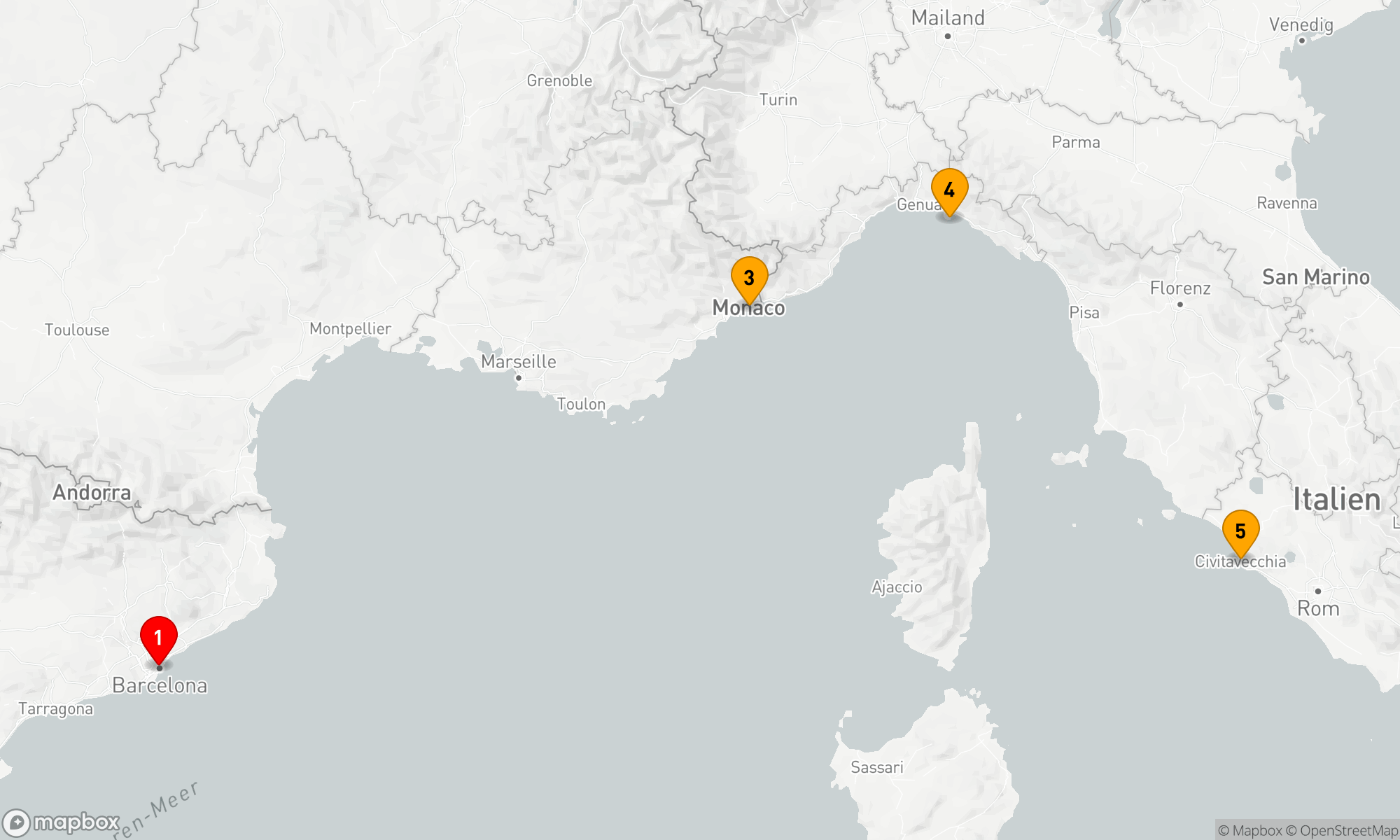 Route 4 Nächte - Mediterrane Eleganz: Von Barcelona nach Rom