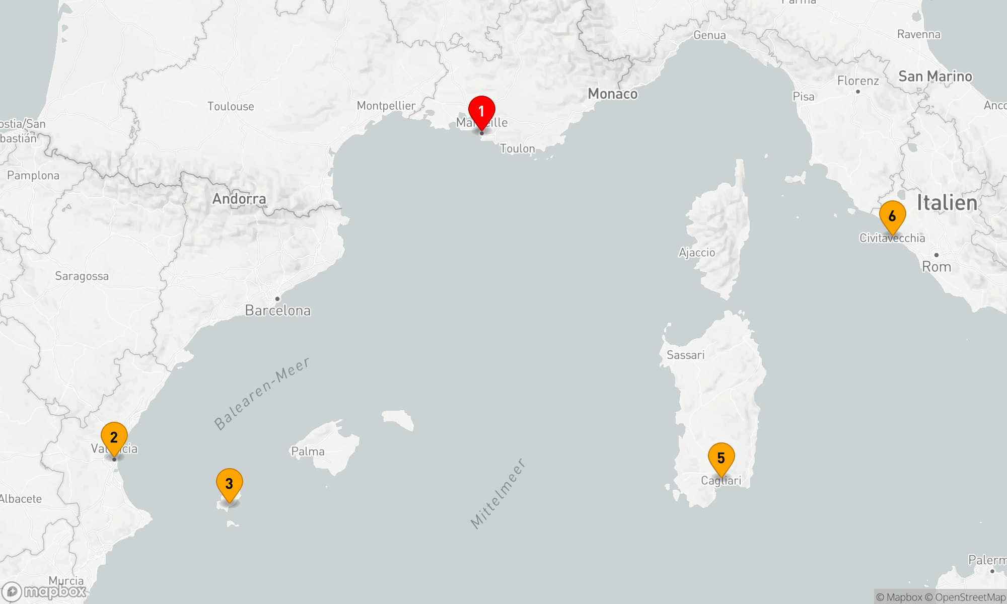 Route 5 Nächte - Mediterrane Melodienkreuzfahrt