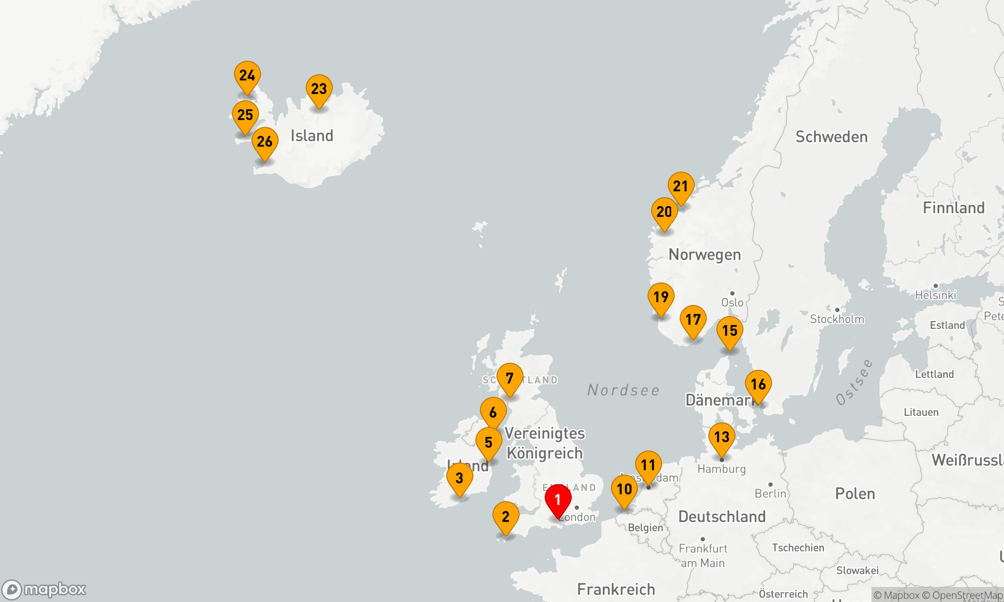 Route 25 Nächte - Britische Inseln & Wikinger Fjorde Explorer