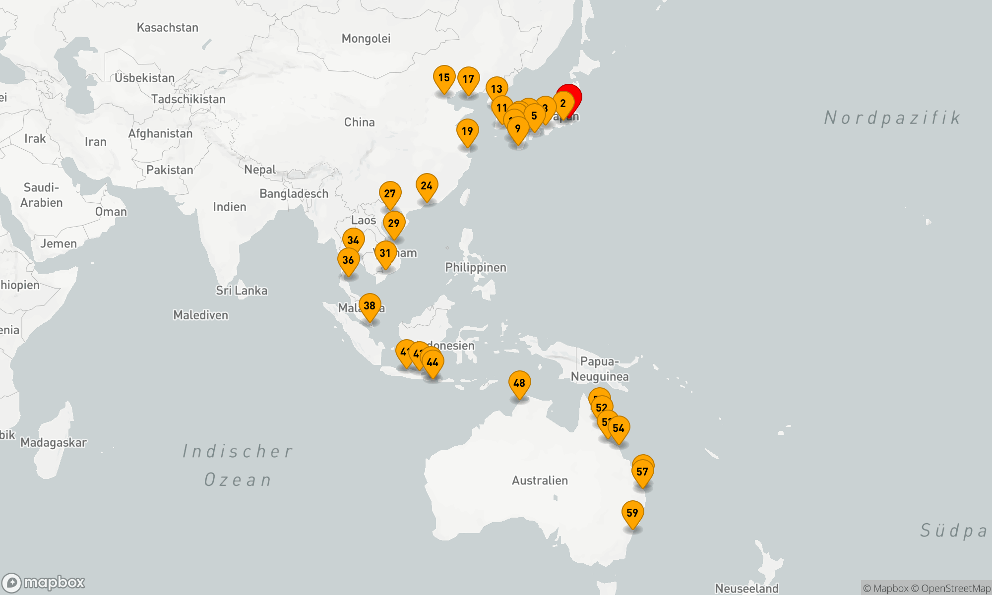 Route 58 Nächte - TOKYO - SYDNEY GROSSE REISE