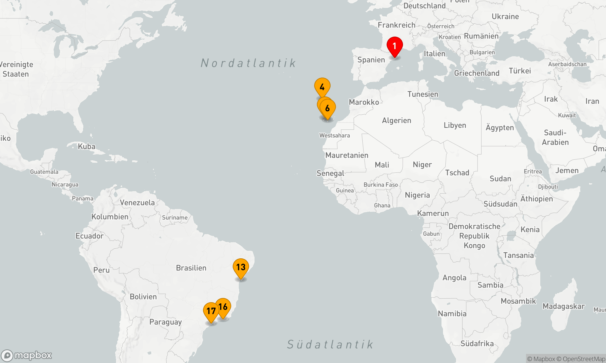 Route 16 Nächte - Von Katalonien bis Copacabana: Entdeckungsreise auf dem Atlantik