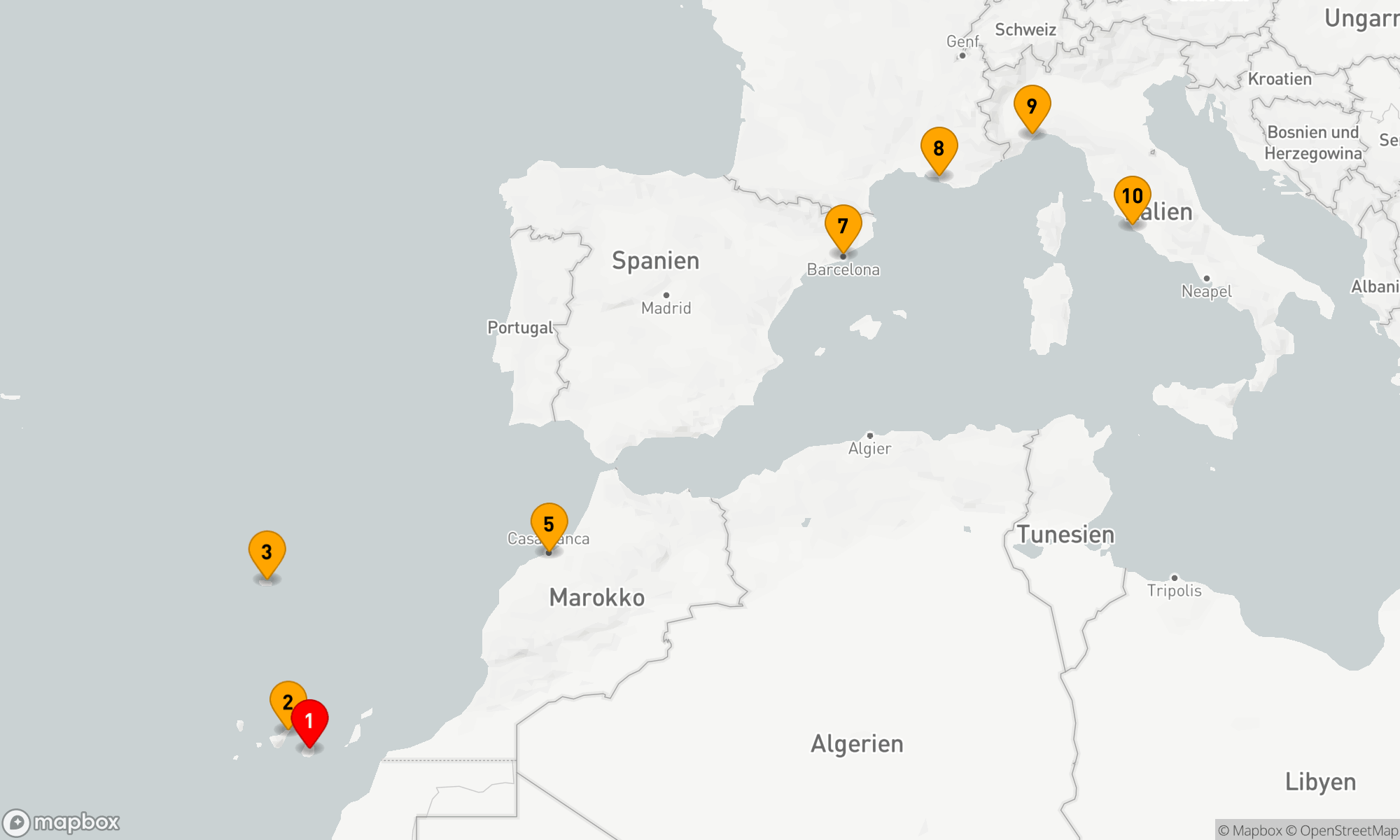 Route 9 Nächte - Mittelmeer-Mosaik: Von den Kanaren nach Rom