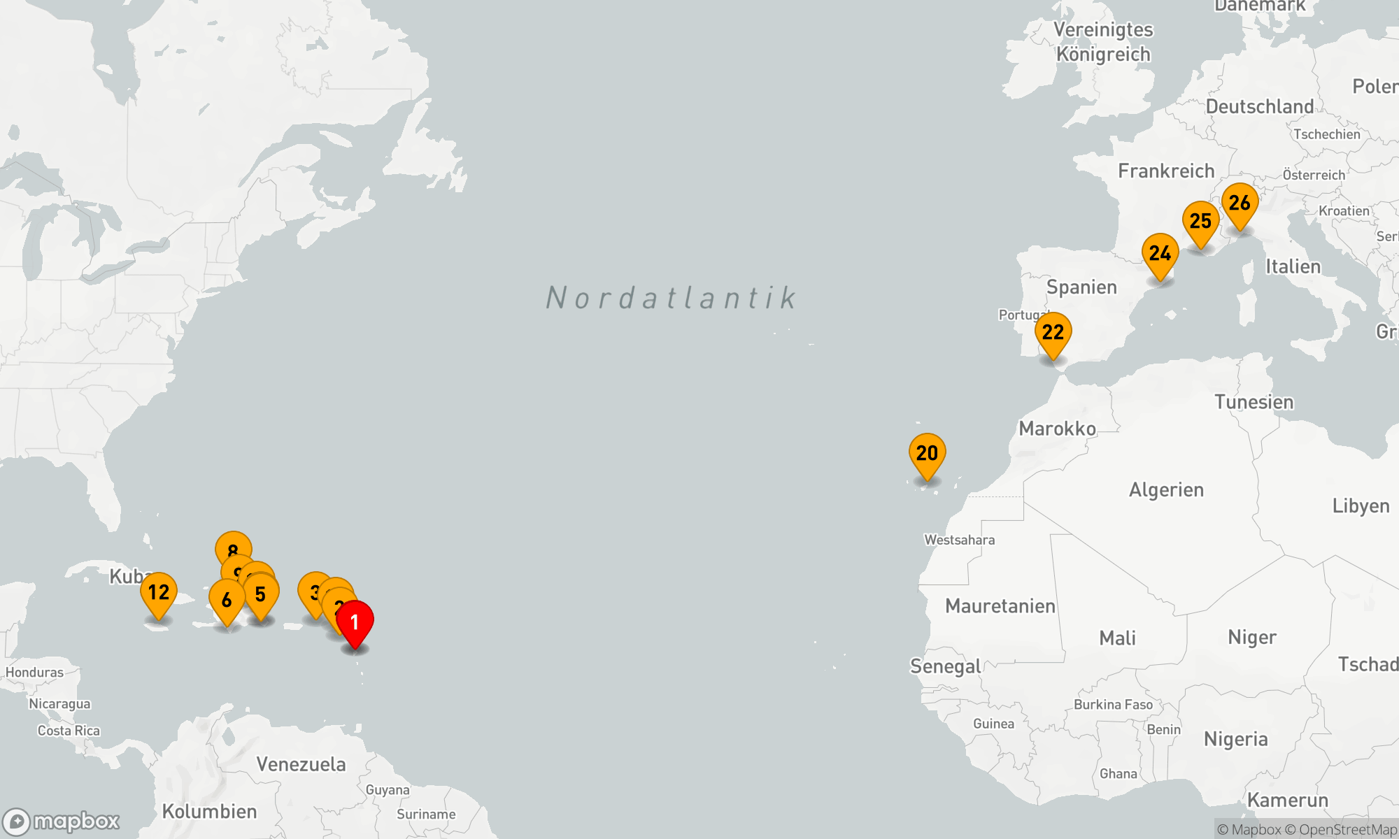 Route 25 Nächte - Von Karibikträumen zu Mittelmeerzauber