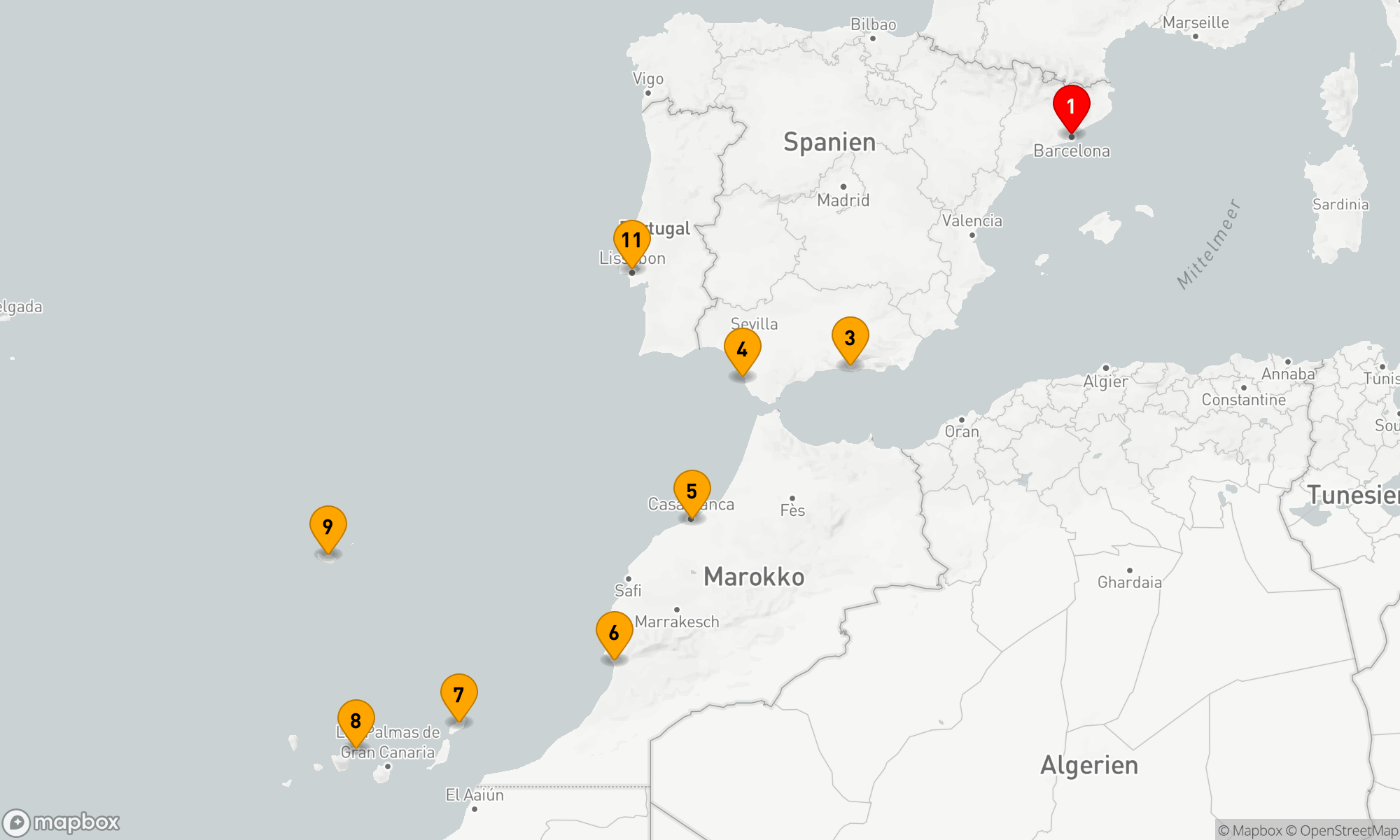 Route 10 Nächte - Mediterrane Küstenzauber und Atlantikperlen