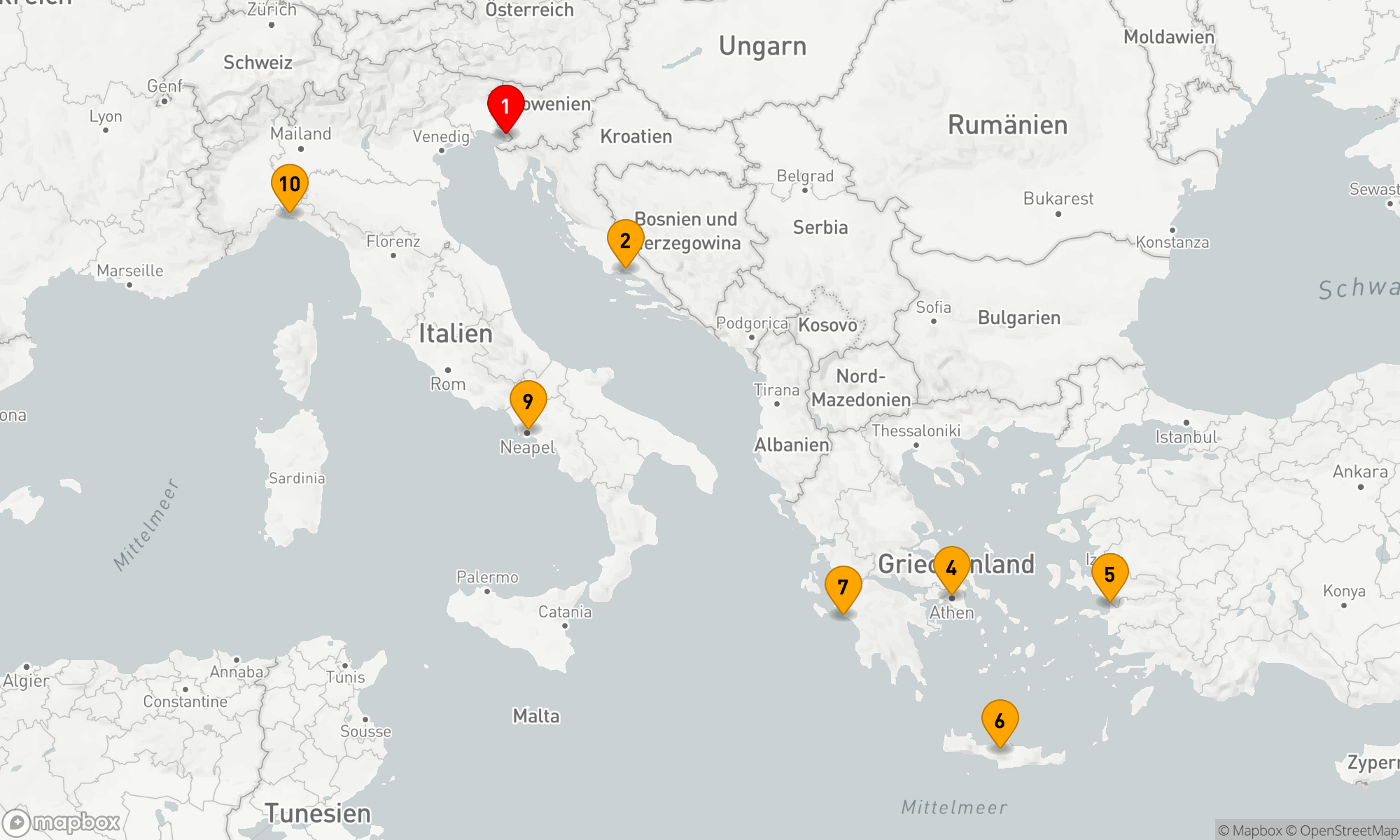 Route 9 Nächte - Mediterranes Abenteuer ab Triest