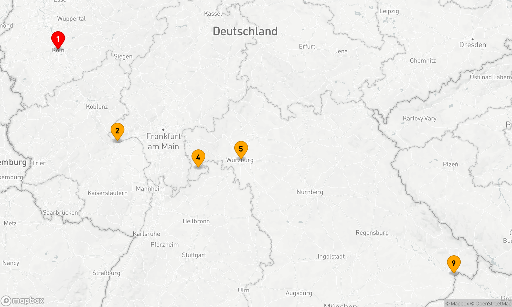 Route 8 Nächte - Rhein,  Main,  Donau