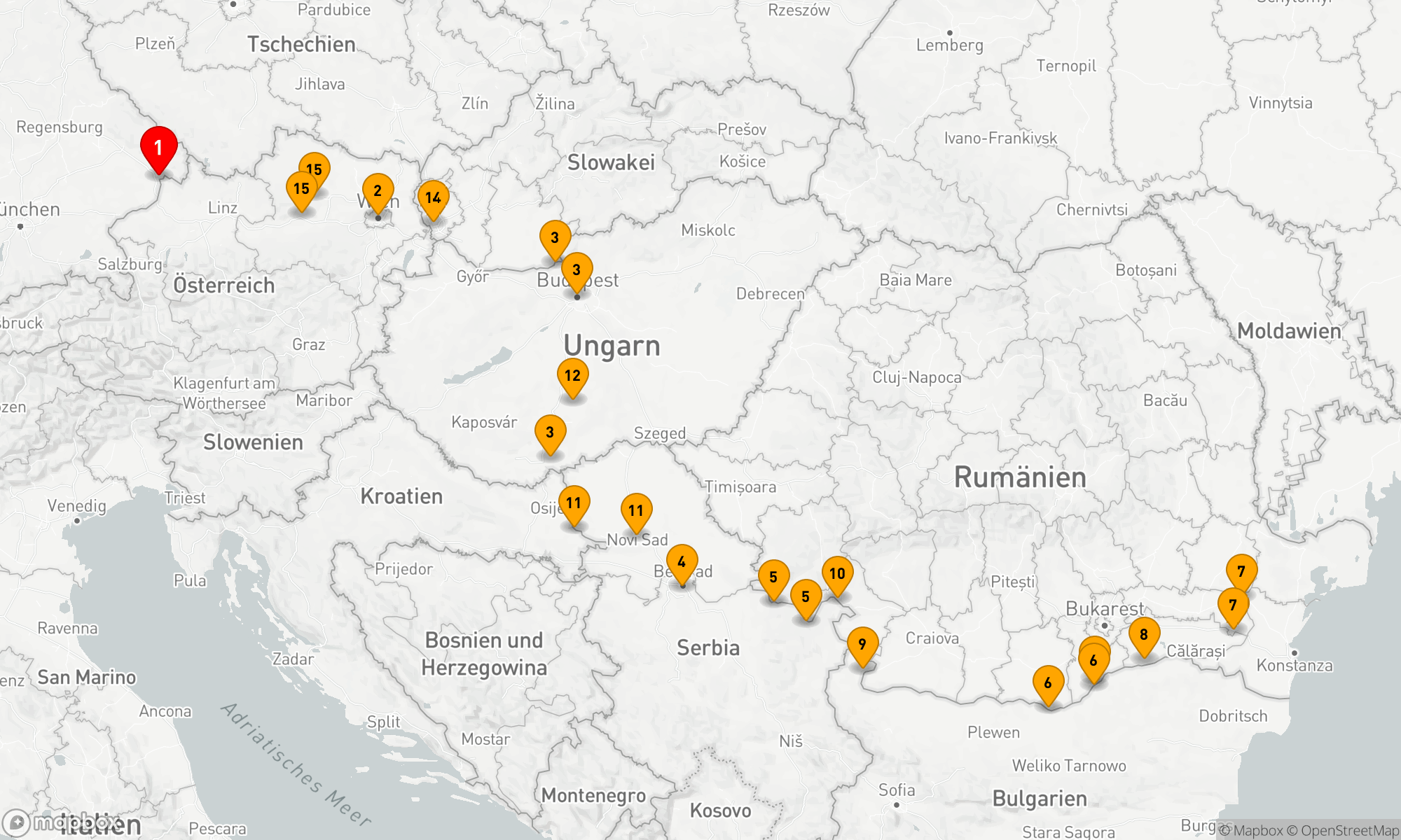 Route 15 Nächte - Die Donau bis ins Donaudelta