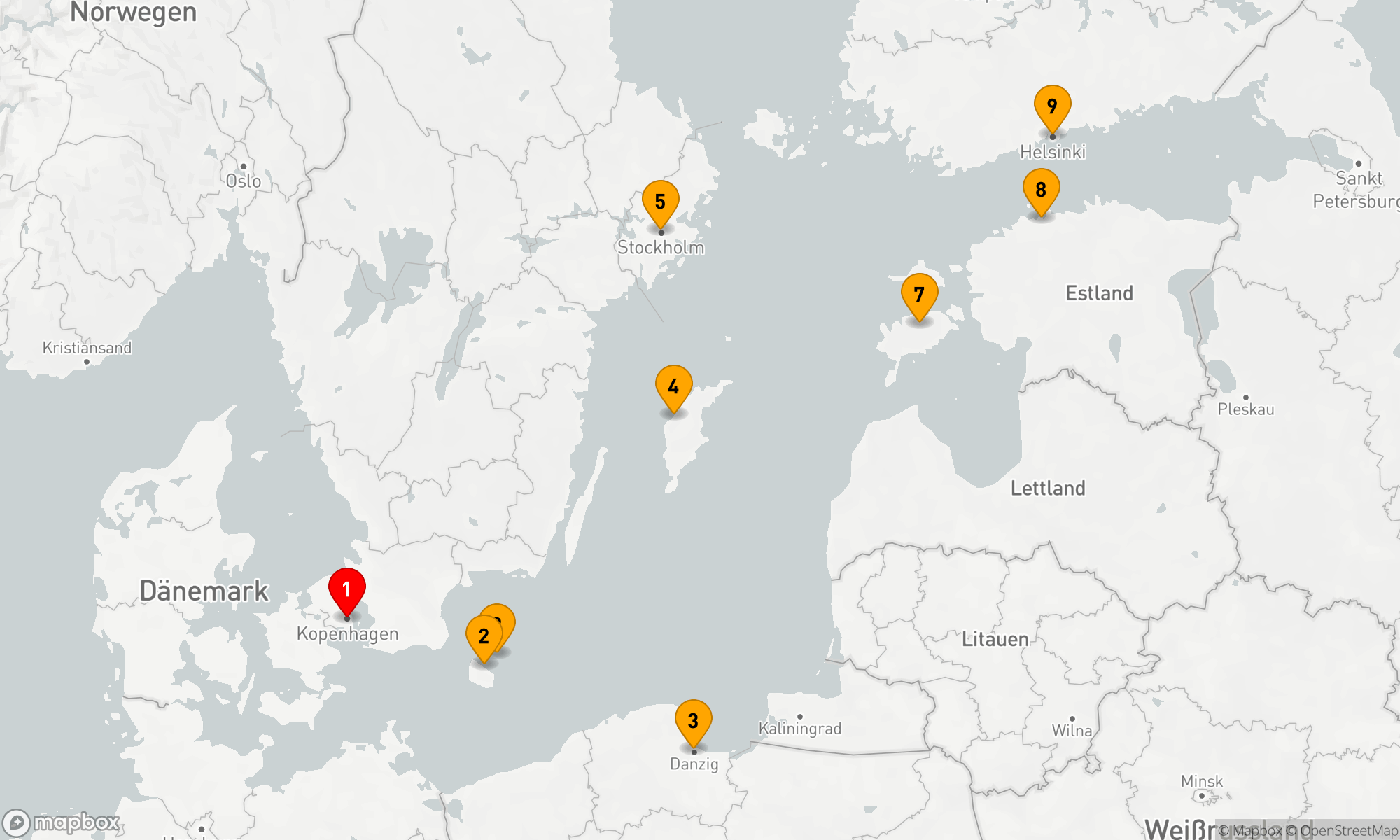 Route 8 Nächte - Hauptstädte und berühmte Städte der Ostsee