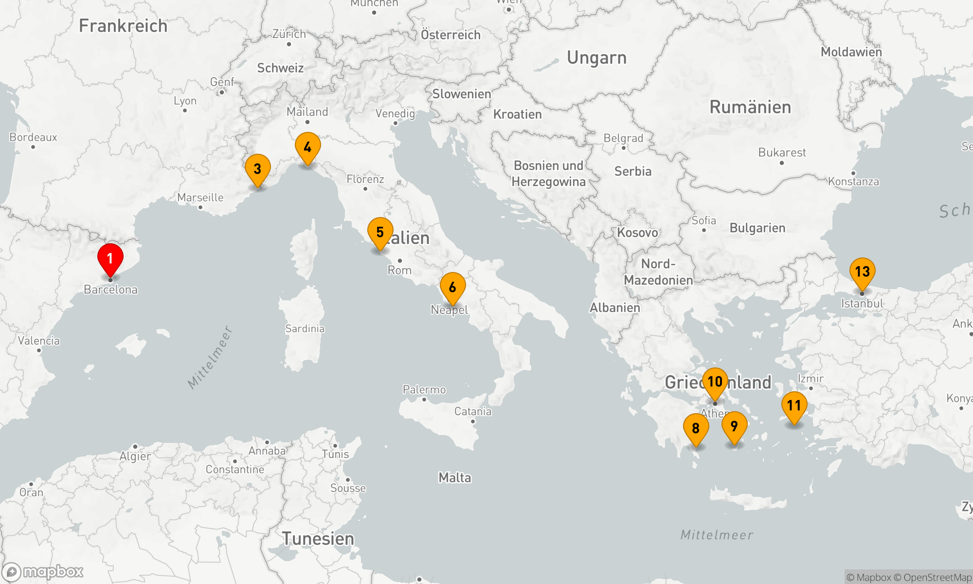 Route 12 Nächte - Mediterrane Metropolen & Antike Schätze