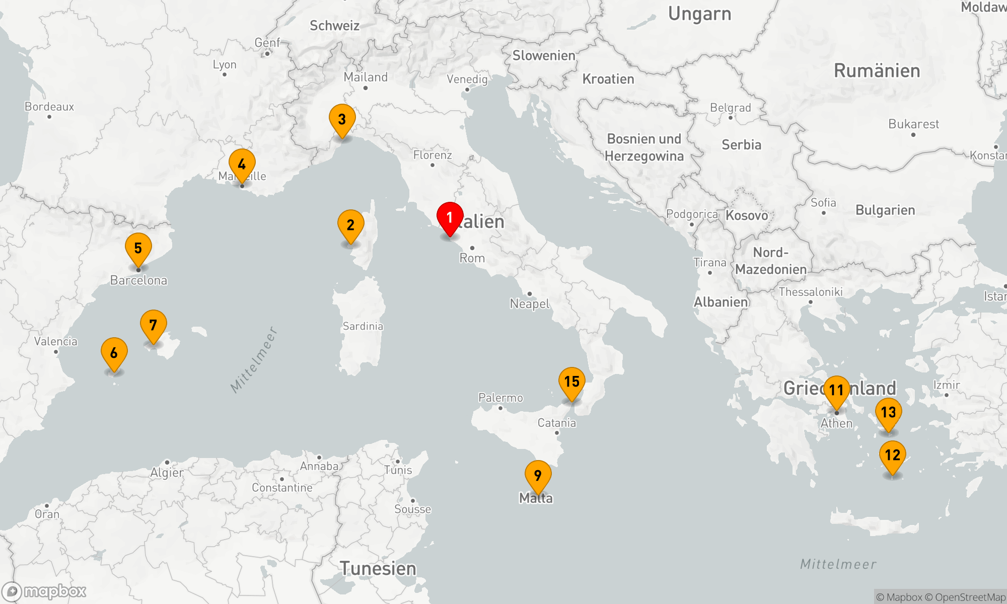 Route 15 Nächte - Mittelmeer-Entdeckungsreise: Städte und Inselträume