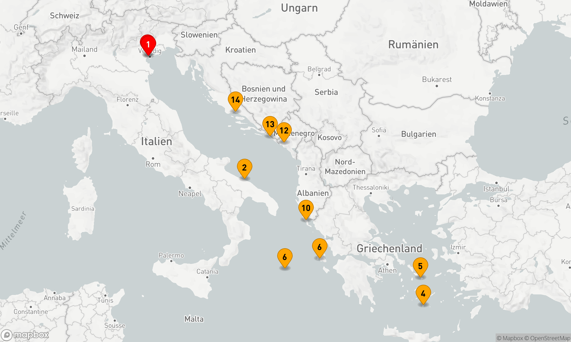 Route 14 Nächte - Kulturelle Entdeckungsreise durch das Adriatische und Ionische Meer
