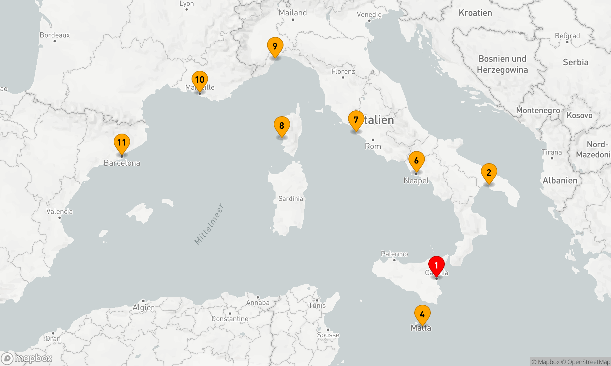 Route 10 Nächte - Mediterranes Kaleidoskop: Entdeckungsträume zwischen Sizilien und Katalonien