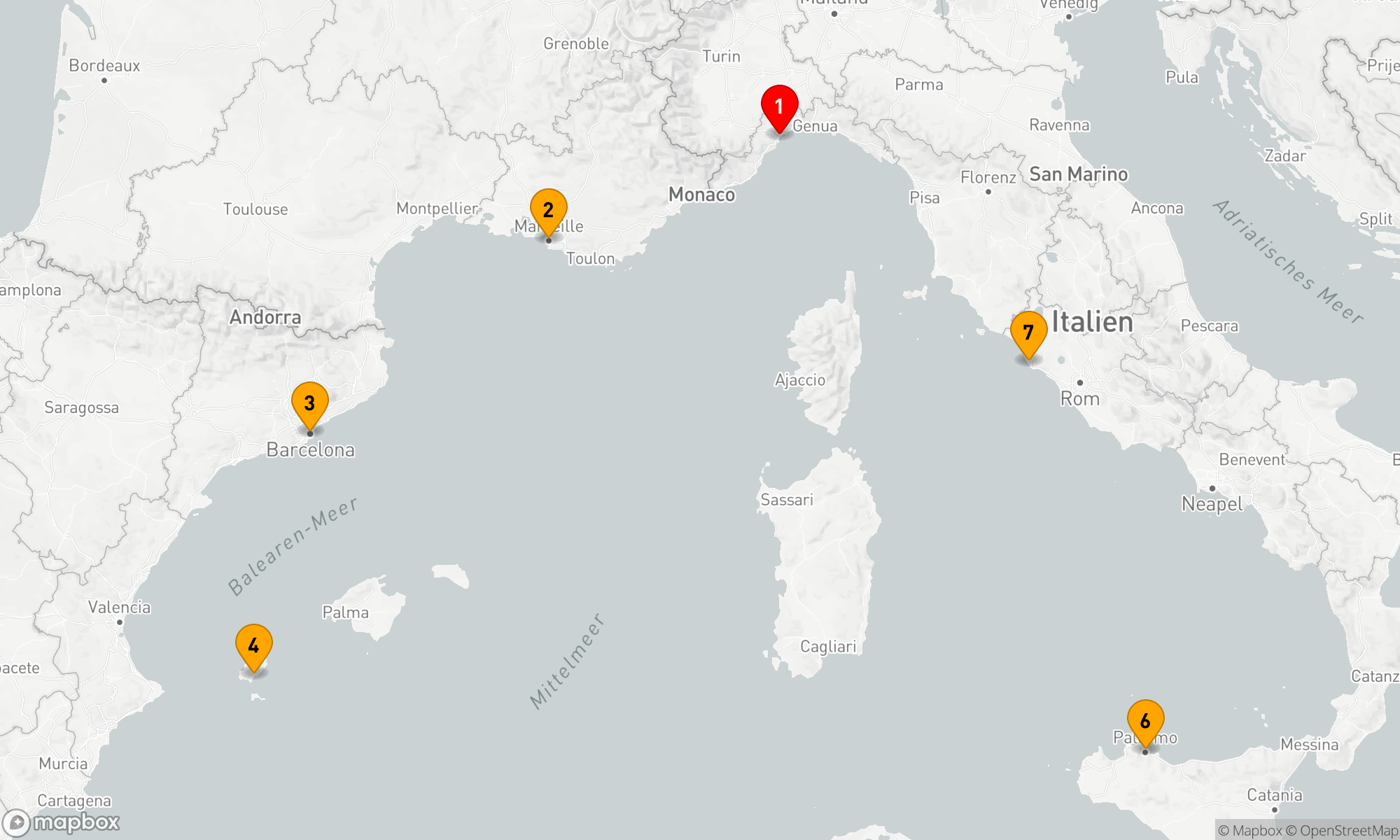 Route 7 Nächte - Mediterranische Entdeckungsreise ab Savona