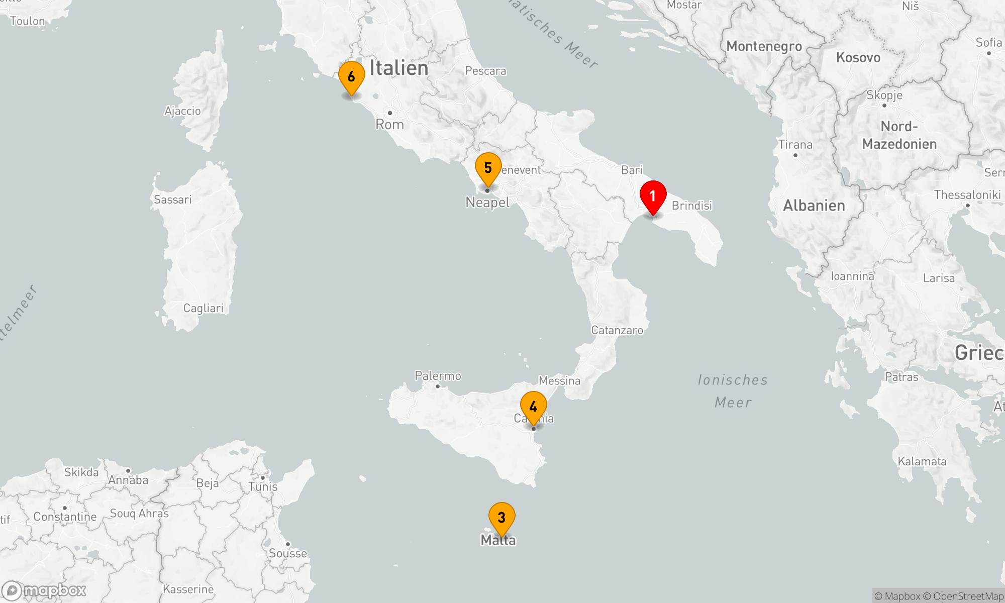 Route 5 Nächte - Südliche Mittelmeerträume