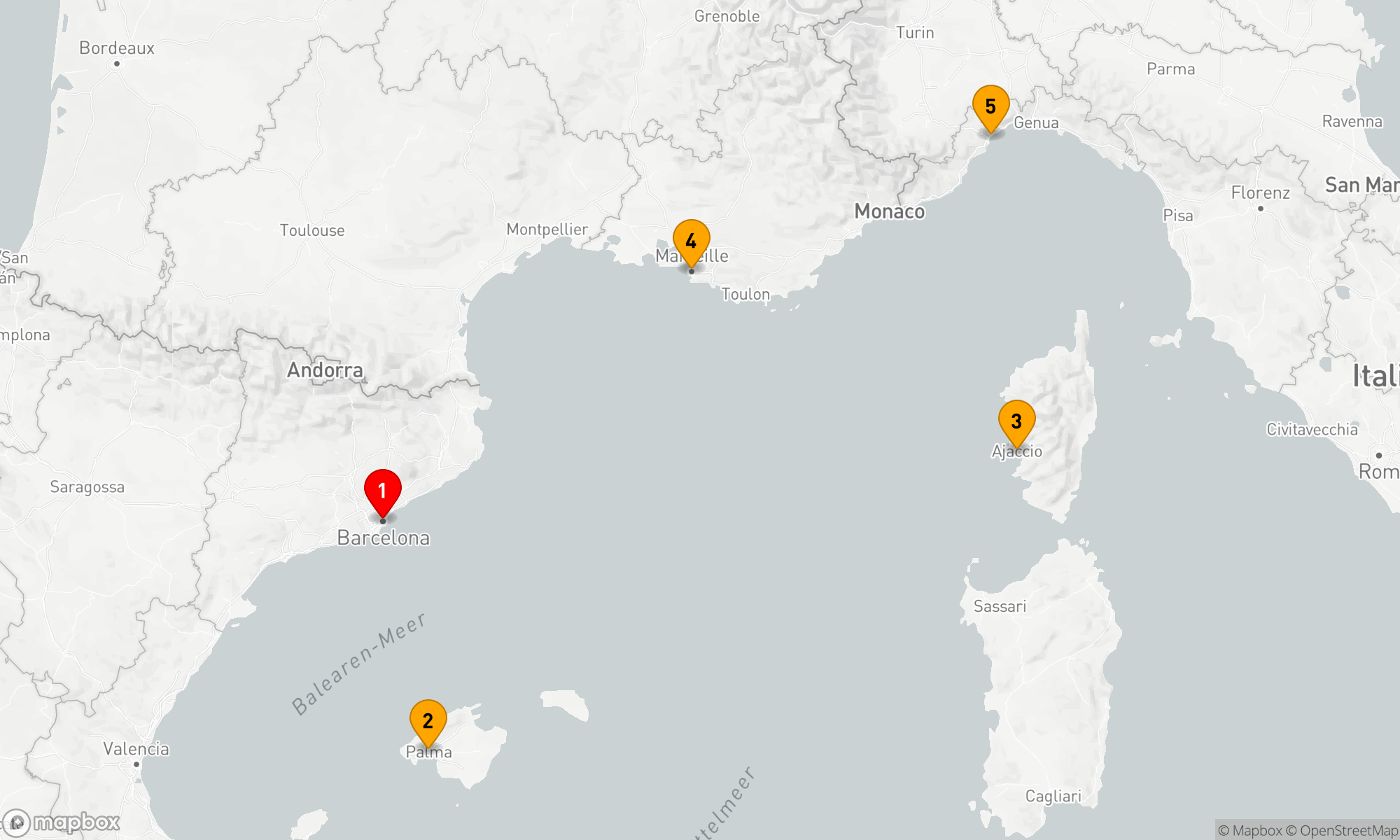 Route 6 Nächte - Mittelmeerzauber ab Barcelona