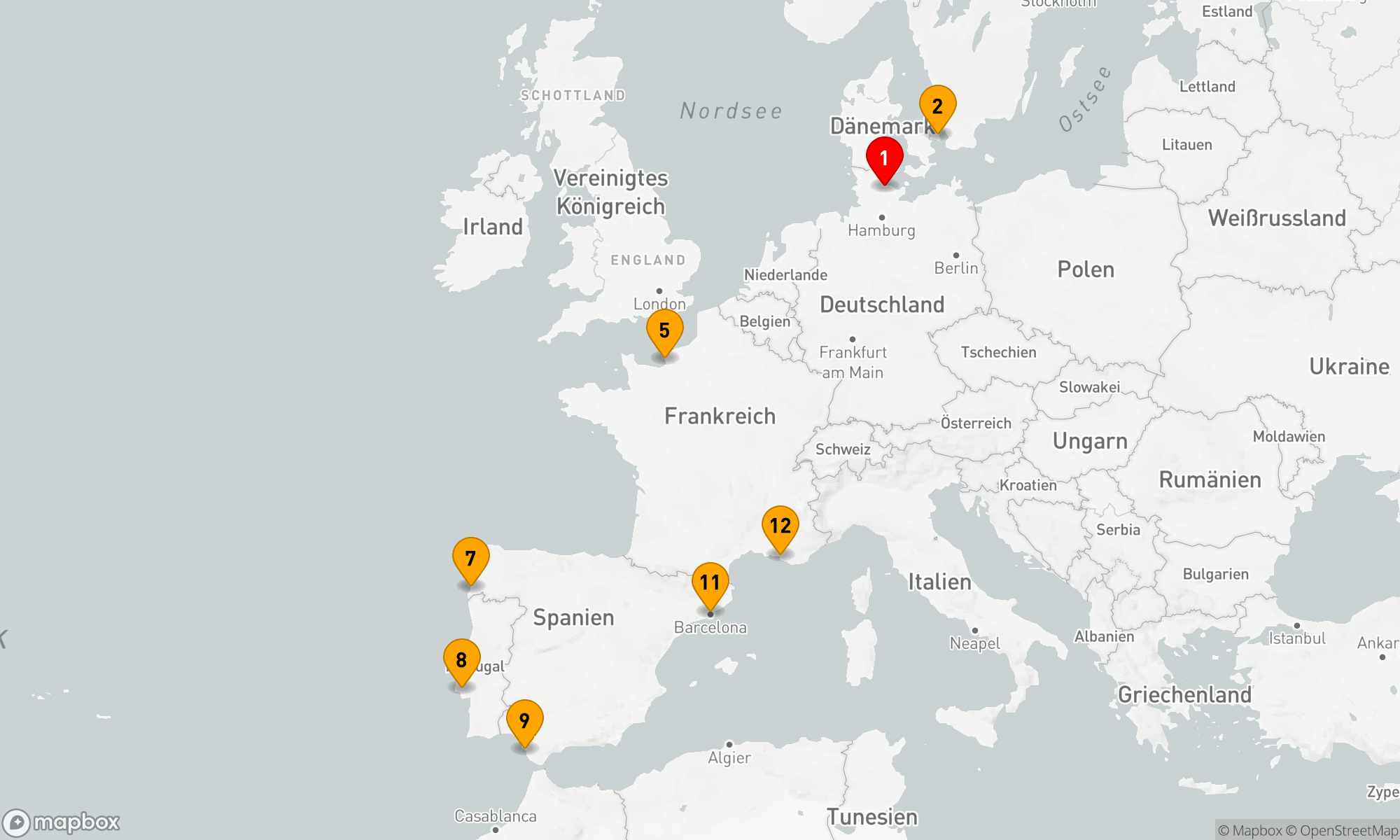 Route 11 Nächte - Von der Ostsee bis zum Mittelmeer: Europäische Küstenzauber