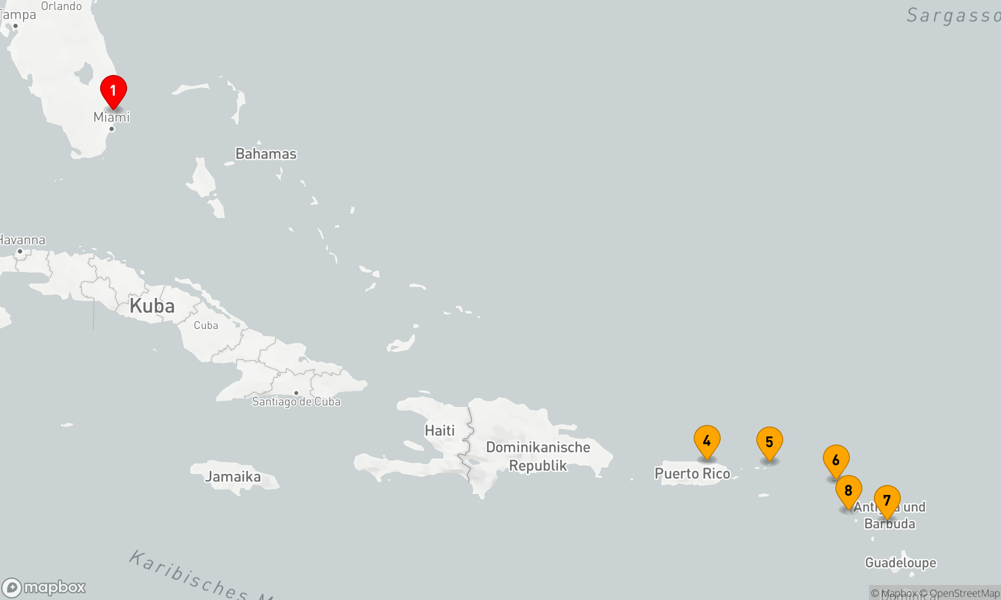 Route 10 Nächte - ÖSTLICHE KARIBIK: ST. MAARTEN,  ANTIGUA & BAHAMAS