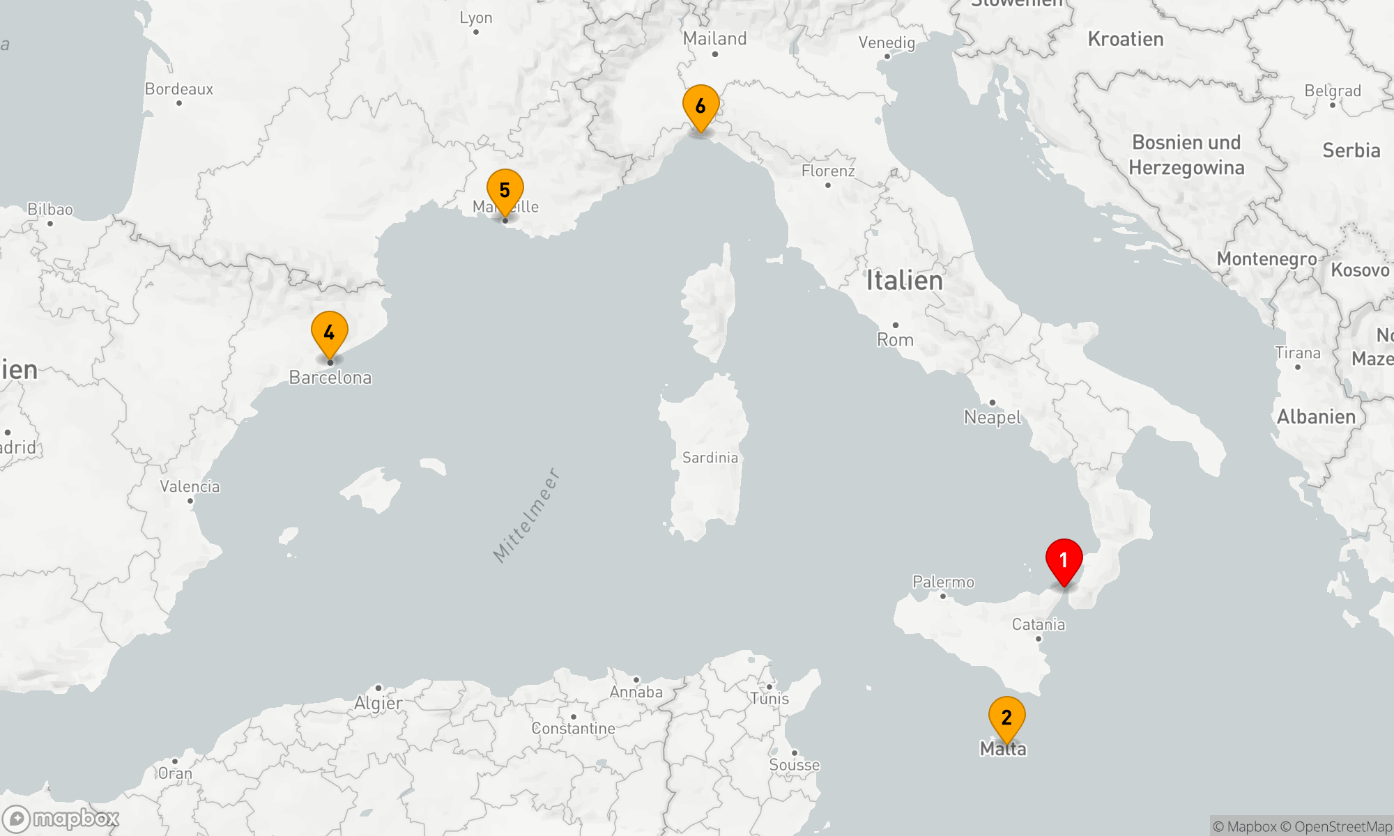 Route 5 Nächte - Mediterrane Glanzpunkte Reise