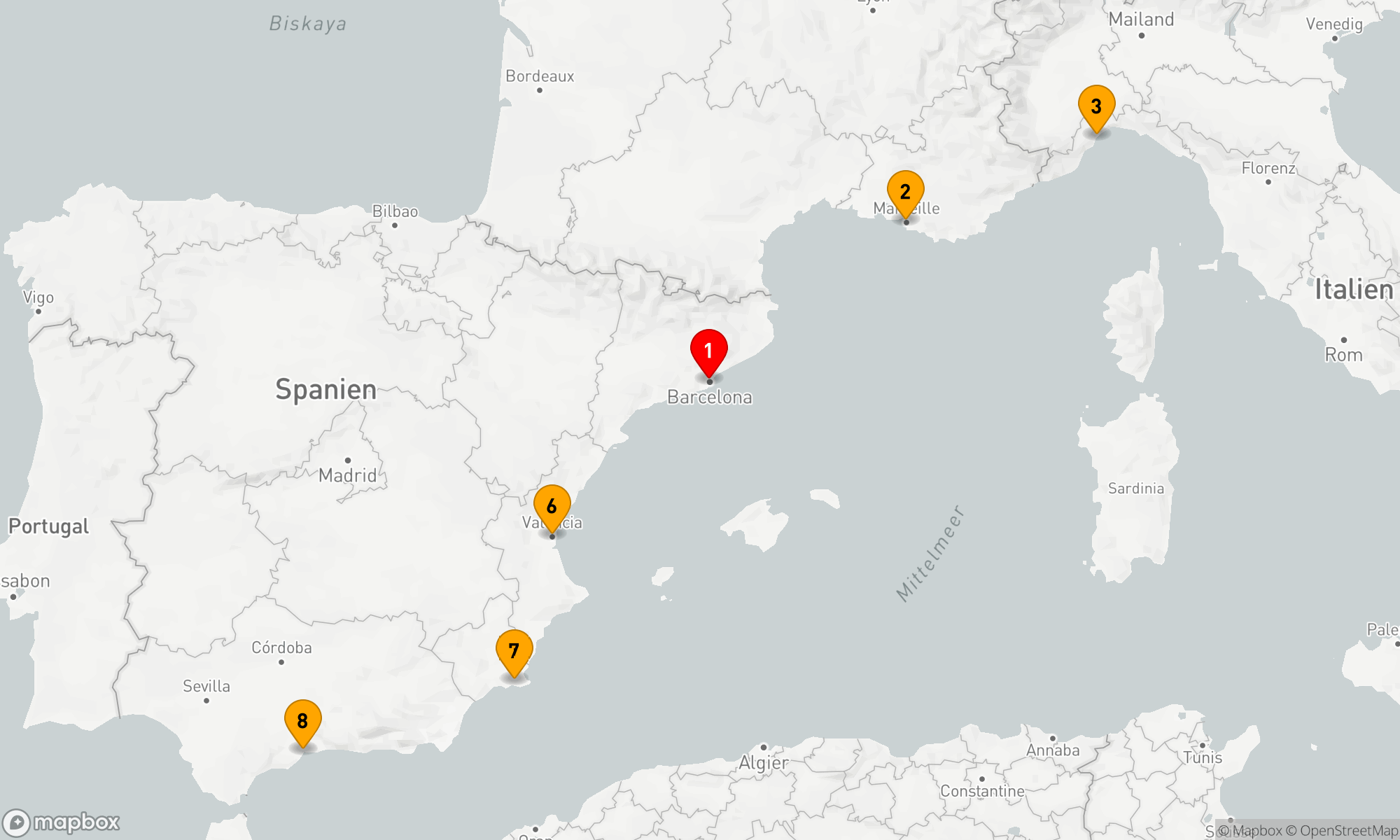 Route 7 Nächte - Mediterrane Entdeckungsfahrt in Spanien und Frankreich