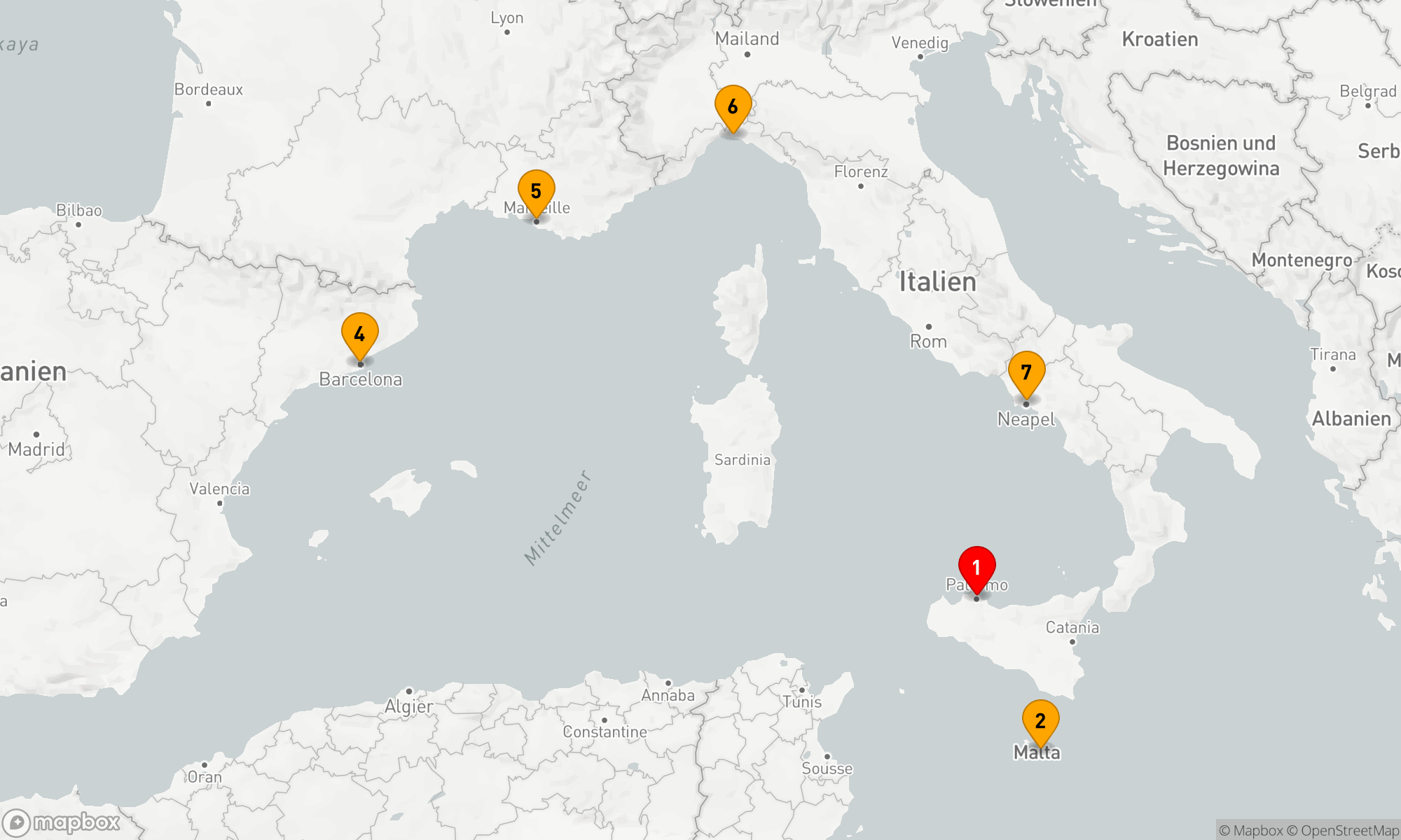 Route 7 Nächte - Mittelmeerzauber: Von Palermo nach Neapel und zurück