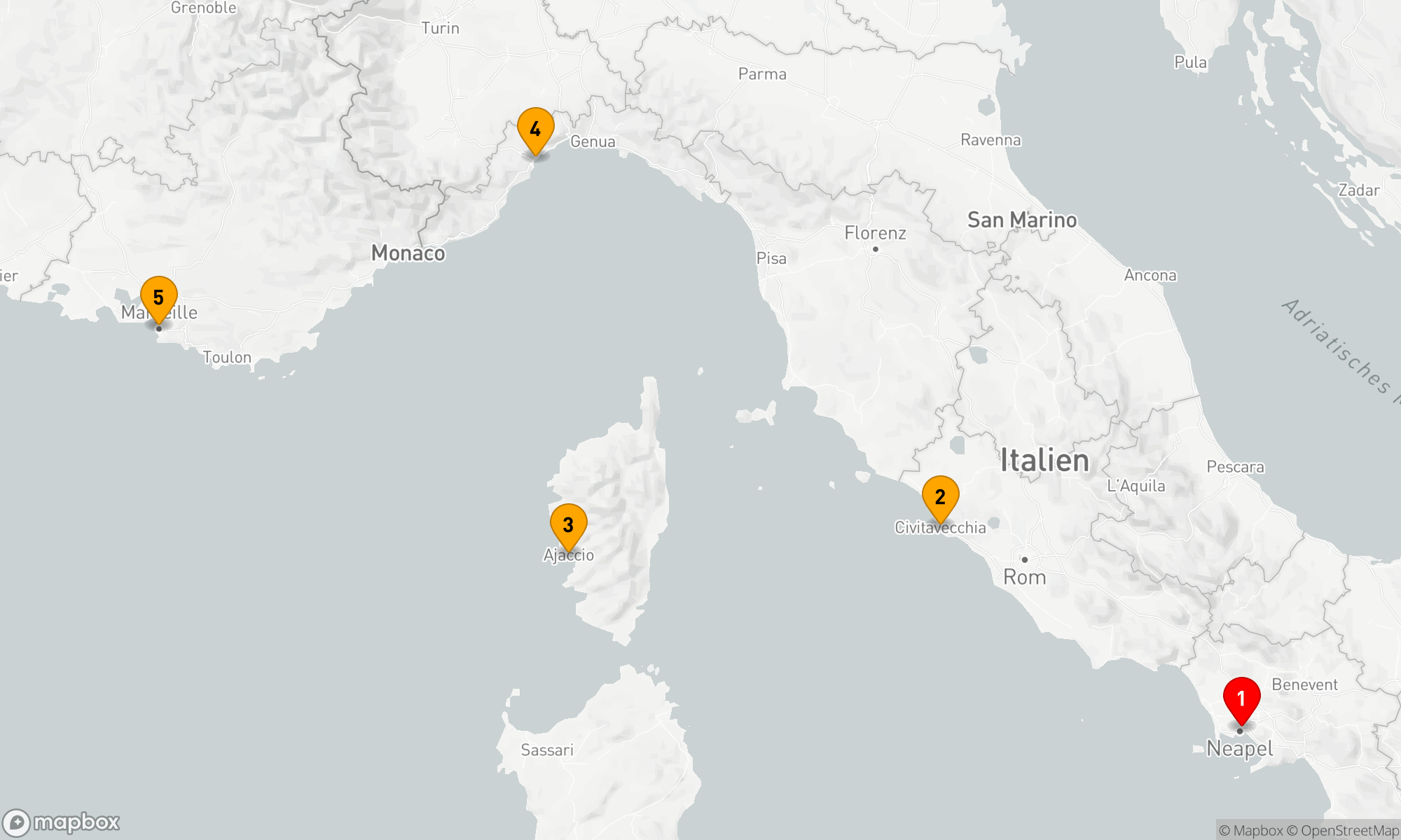 Route 4 Nächte - Mittelmeerzauber: Von Neapel bis Marseille