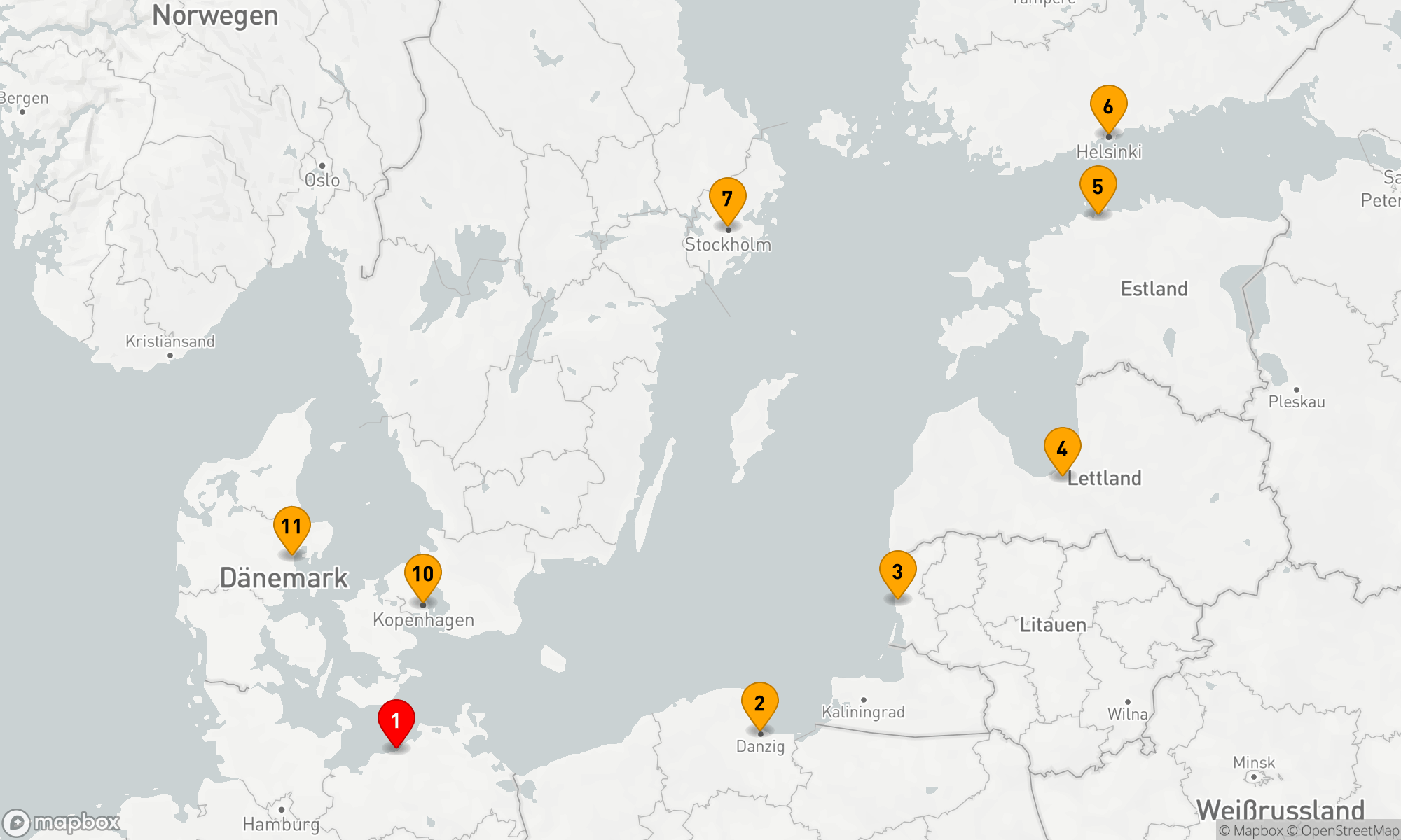 Route 11 Nächte - Ostsee-Kulturen und Metropolen Entdeckungsreise